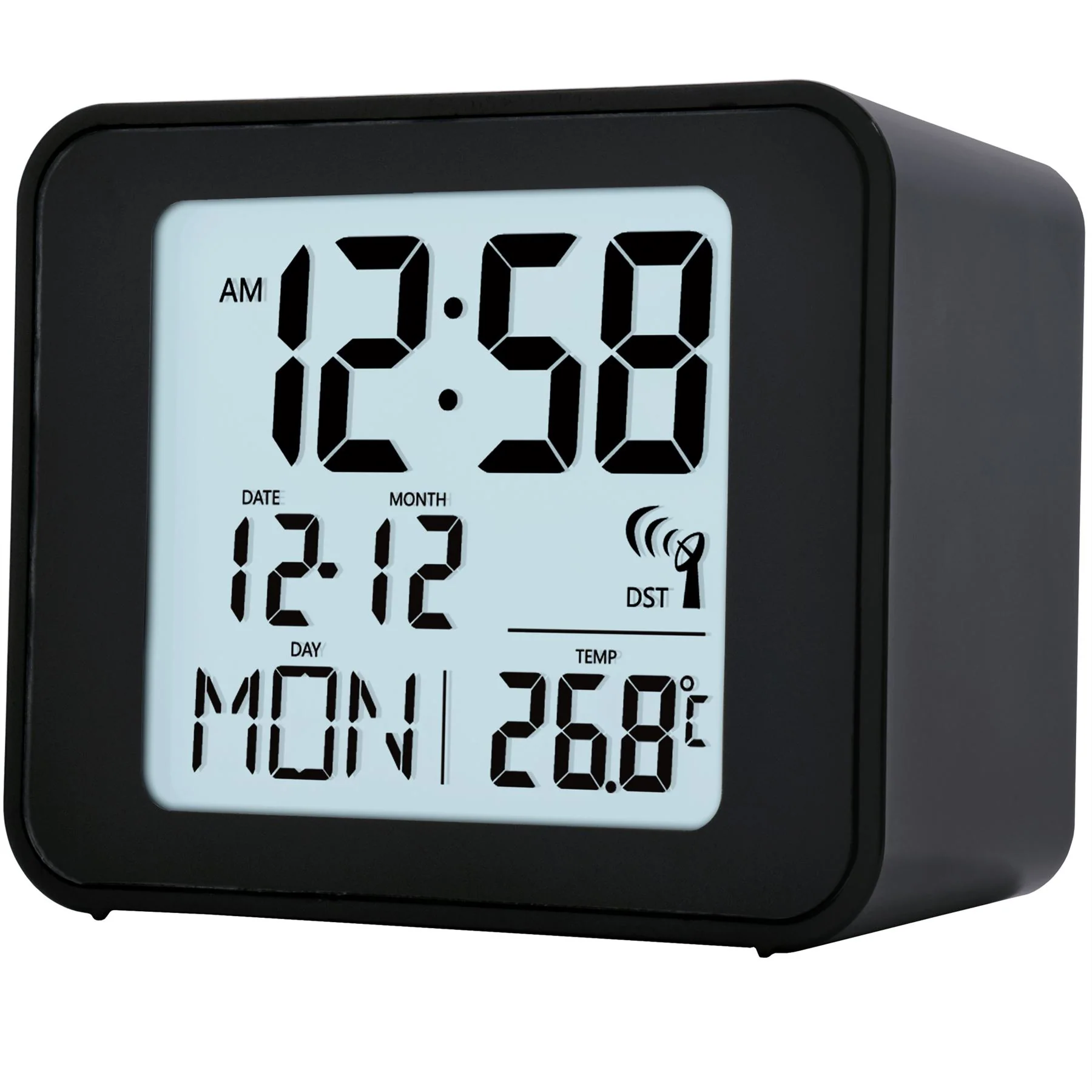 Acctim Cole Digital Alarm Clock in Black - Image 3