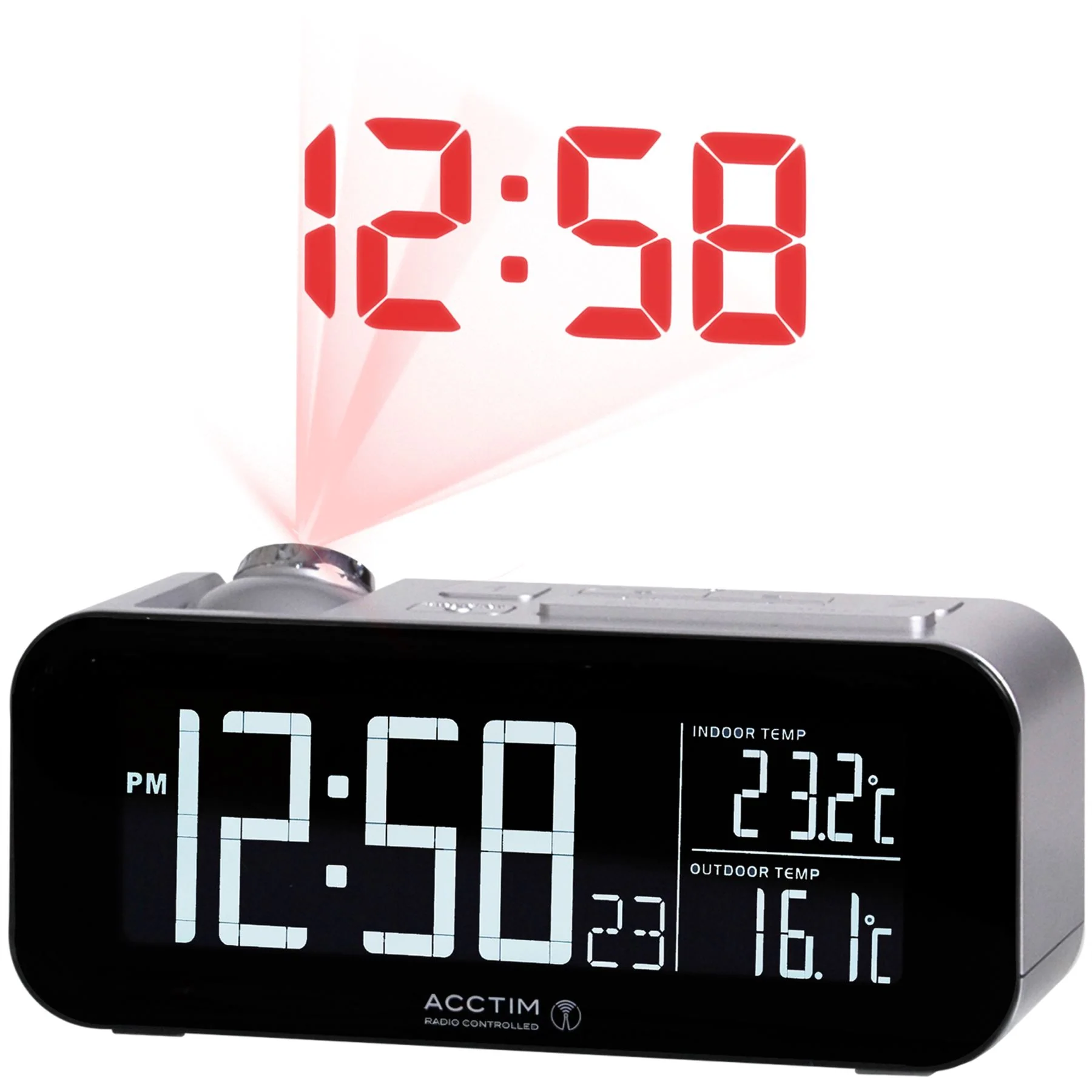 Acctim Colton Silver Projector Alarm Clock