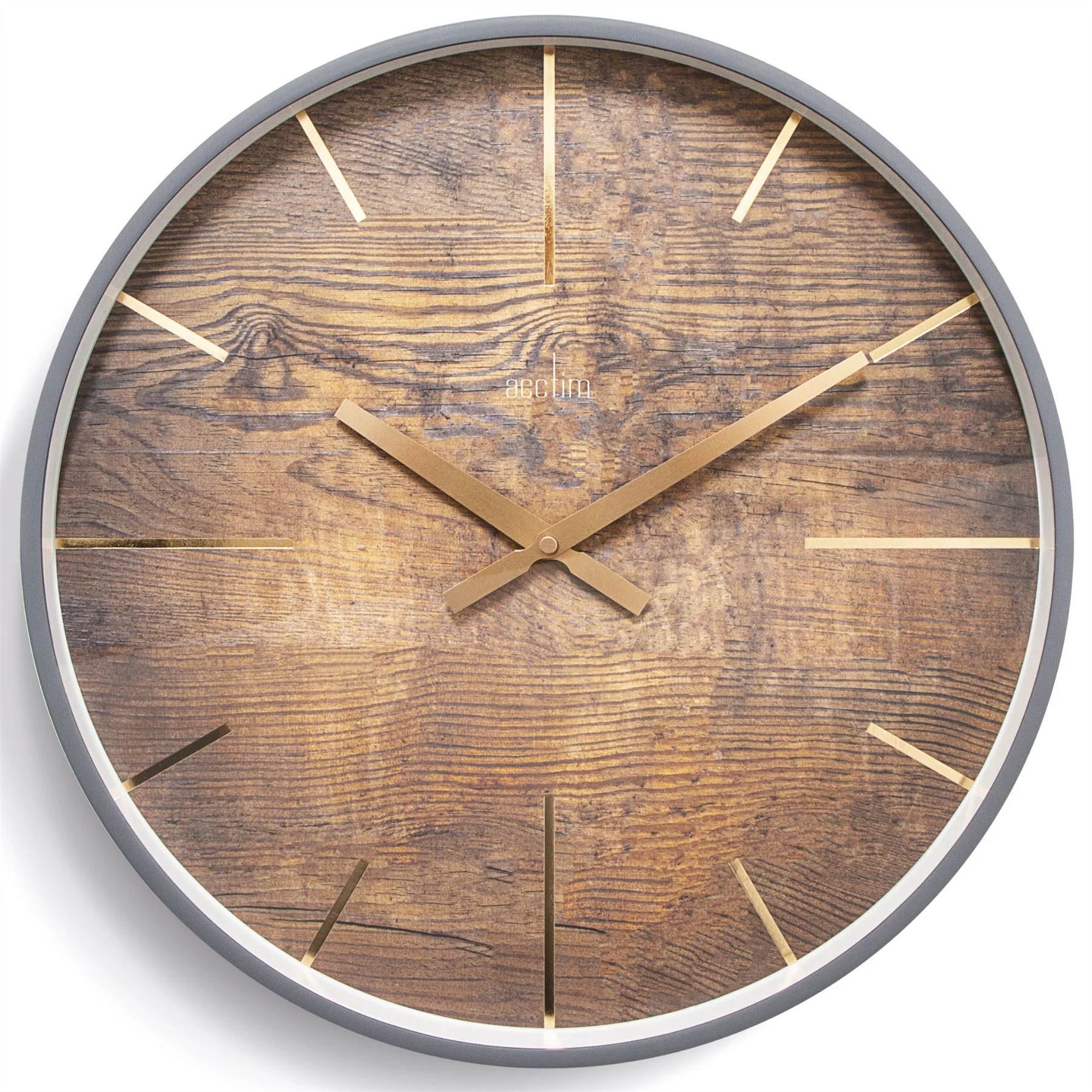 Acctim Hancock 40cm Wall Clock in Grey/Oak