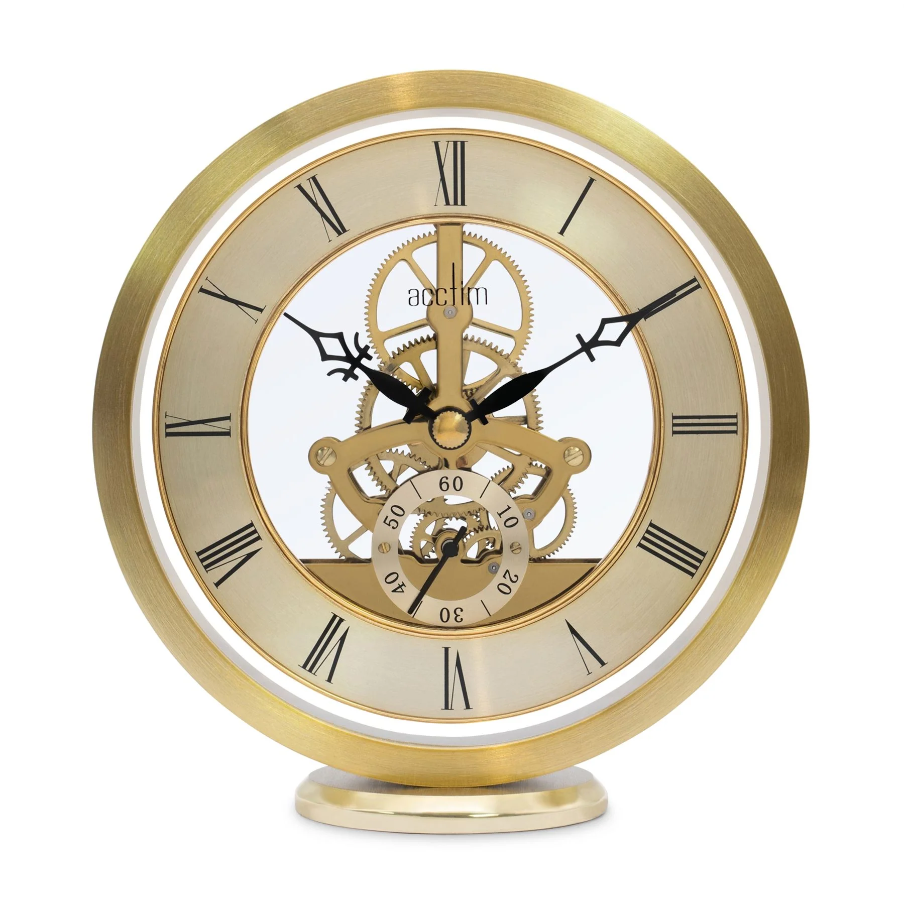 Acctim Millendon Skeleton Design Gold Mantel Clock