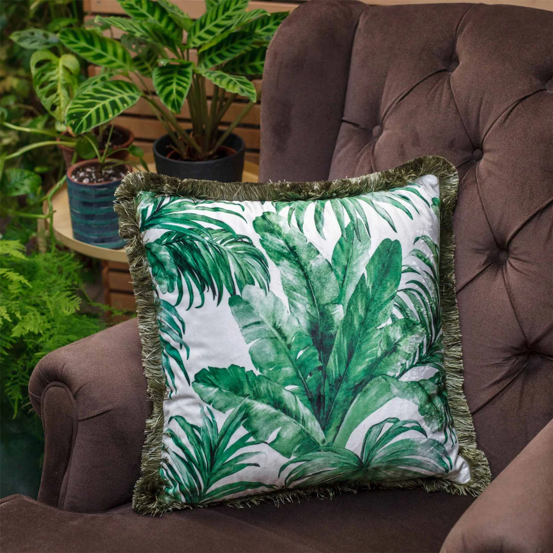 Ada Wall Green Palm Cushion - Image 2