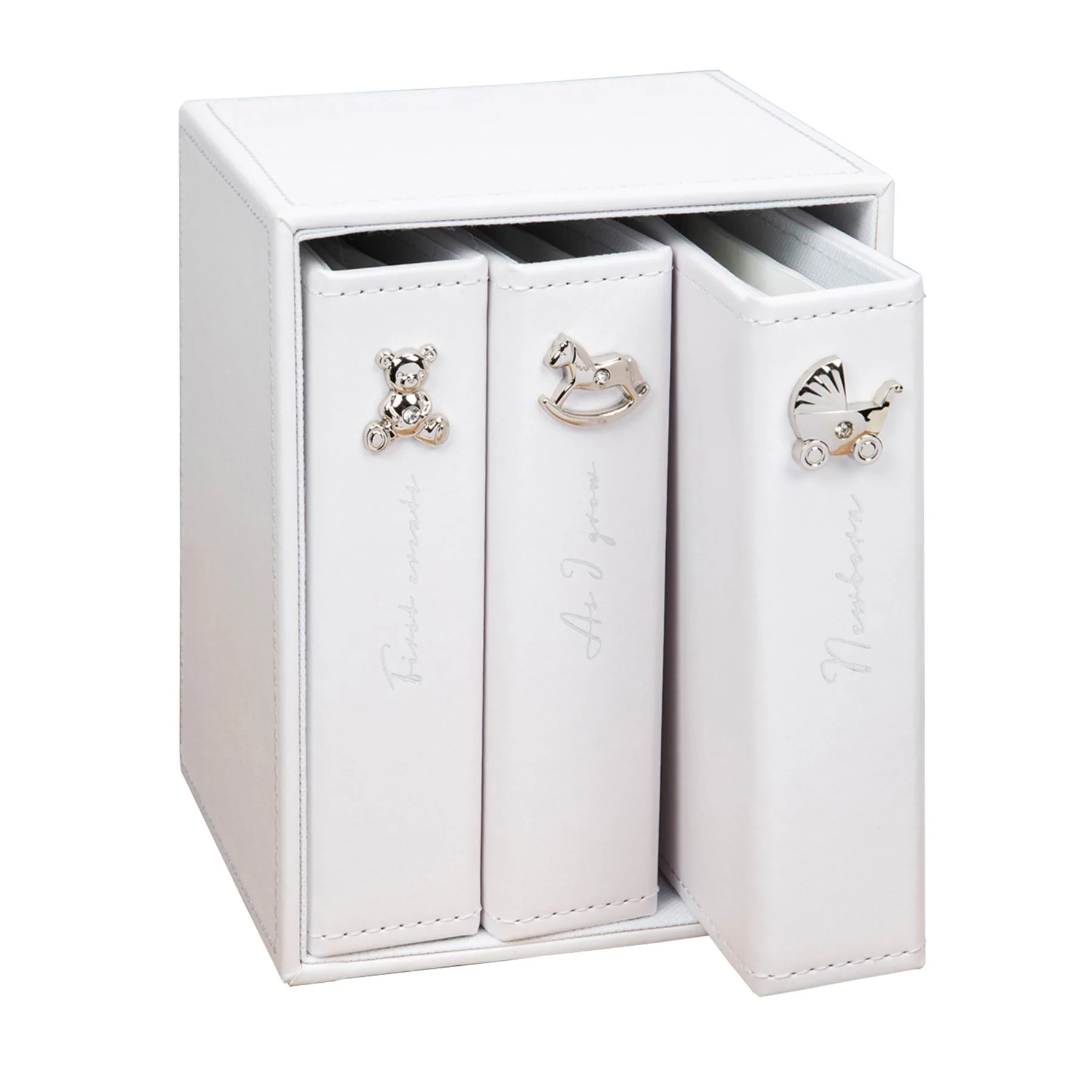 Bambino Set of 3  White Linen Bound Photo Albums