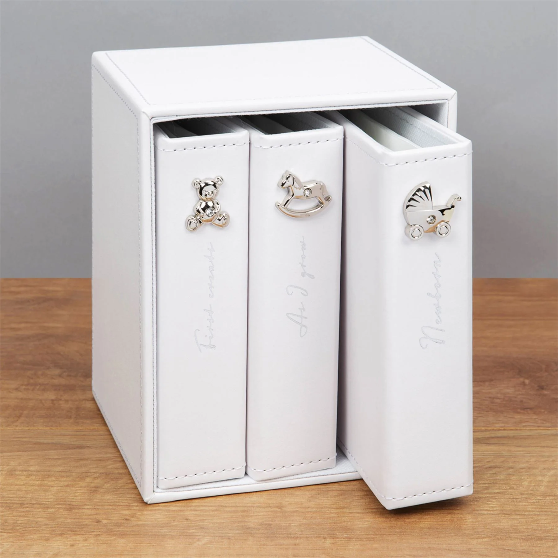 Bambino Set of 3  White Linen Bound Photo Albums - Image 2