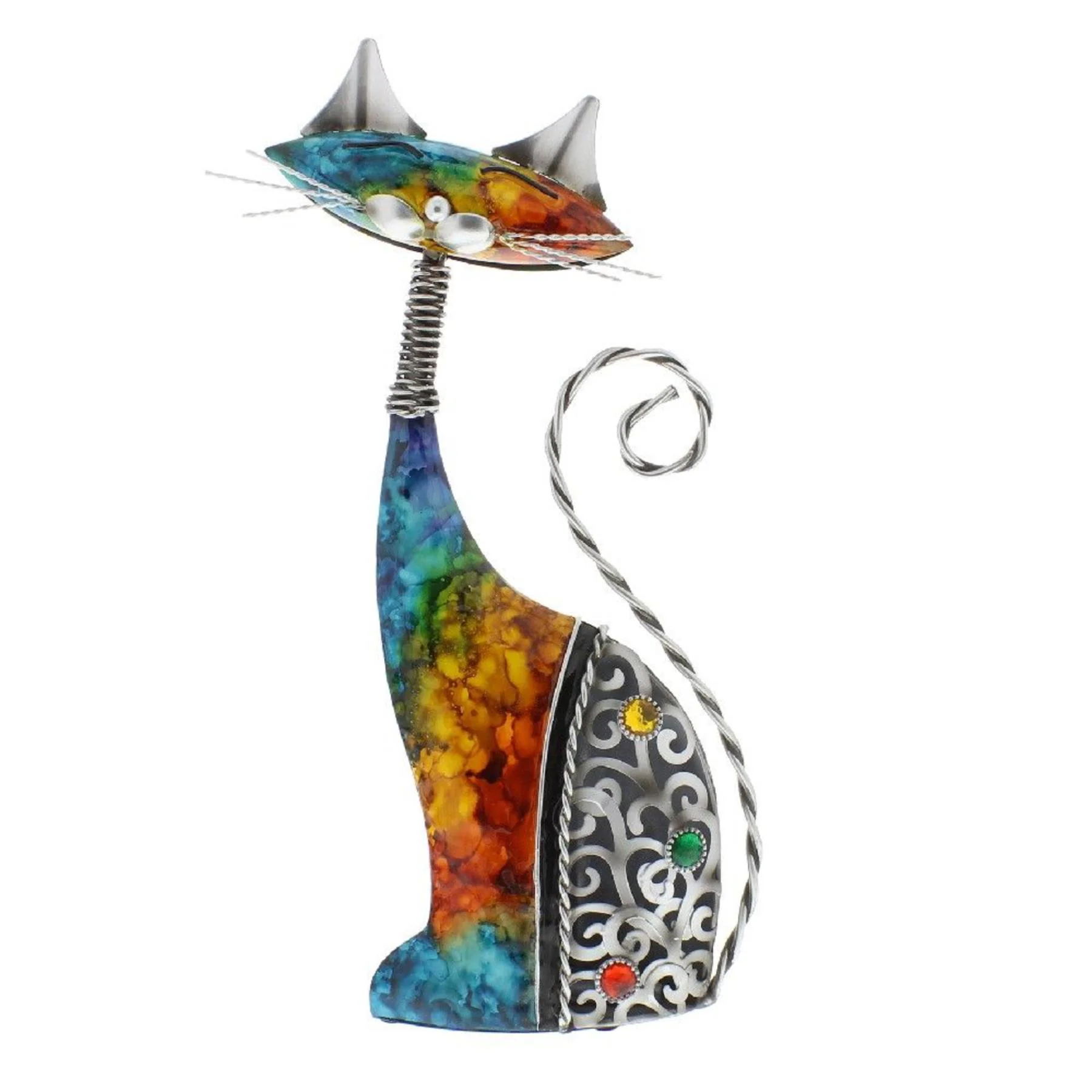 Country Living Hand Painted Metal Indoor / Outdoor Cat Ornament