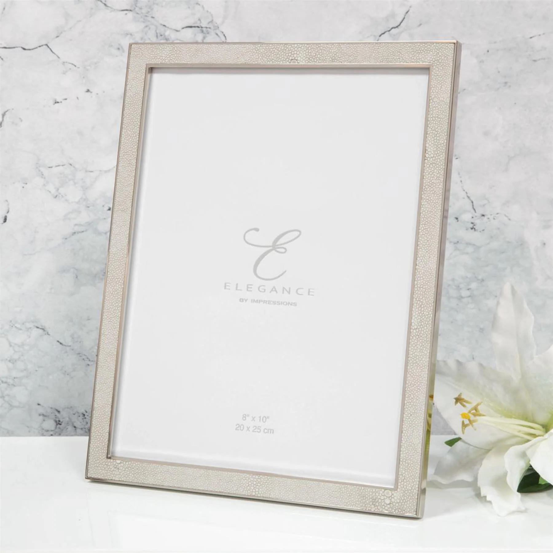 Elegance By Impressions Nickel Plated Cream Faux Shagreen Picture Frame - Image 4