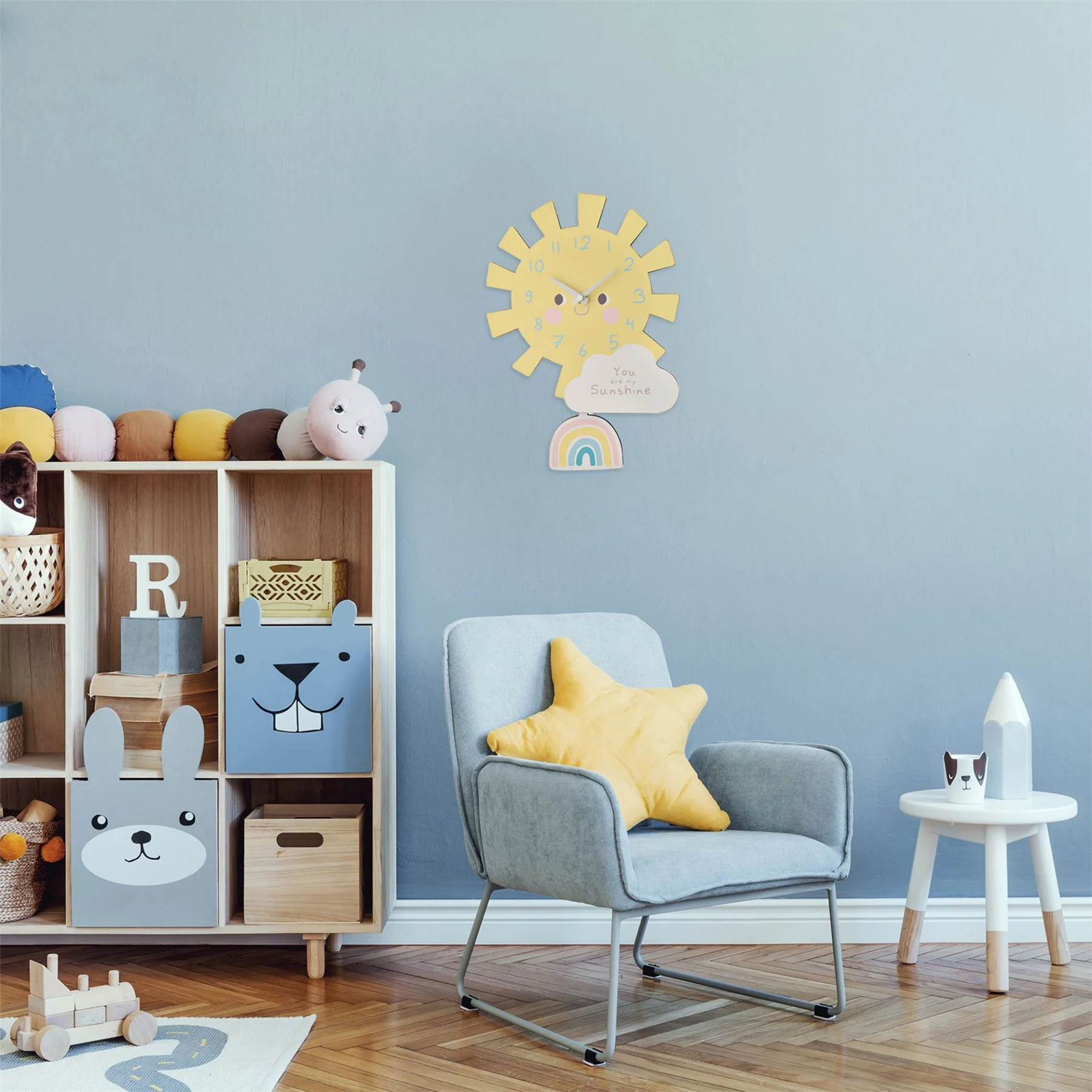 Hometime Kids Wooden Sunshine Wall Clock with Pendulum - Image 2