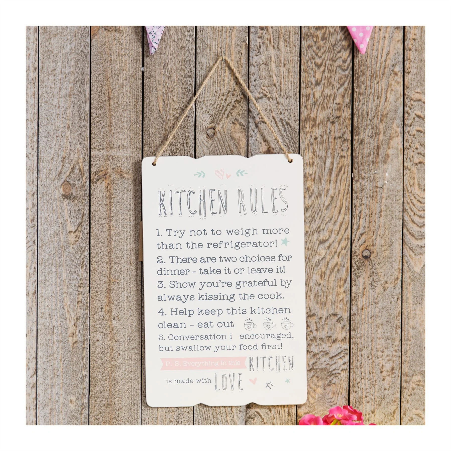 Love Life Rules Hanging Plaque - Image 6