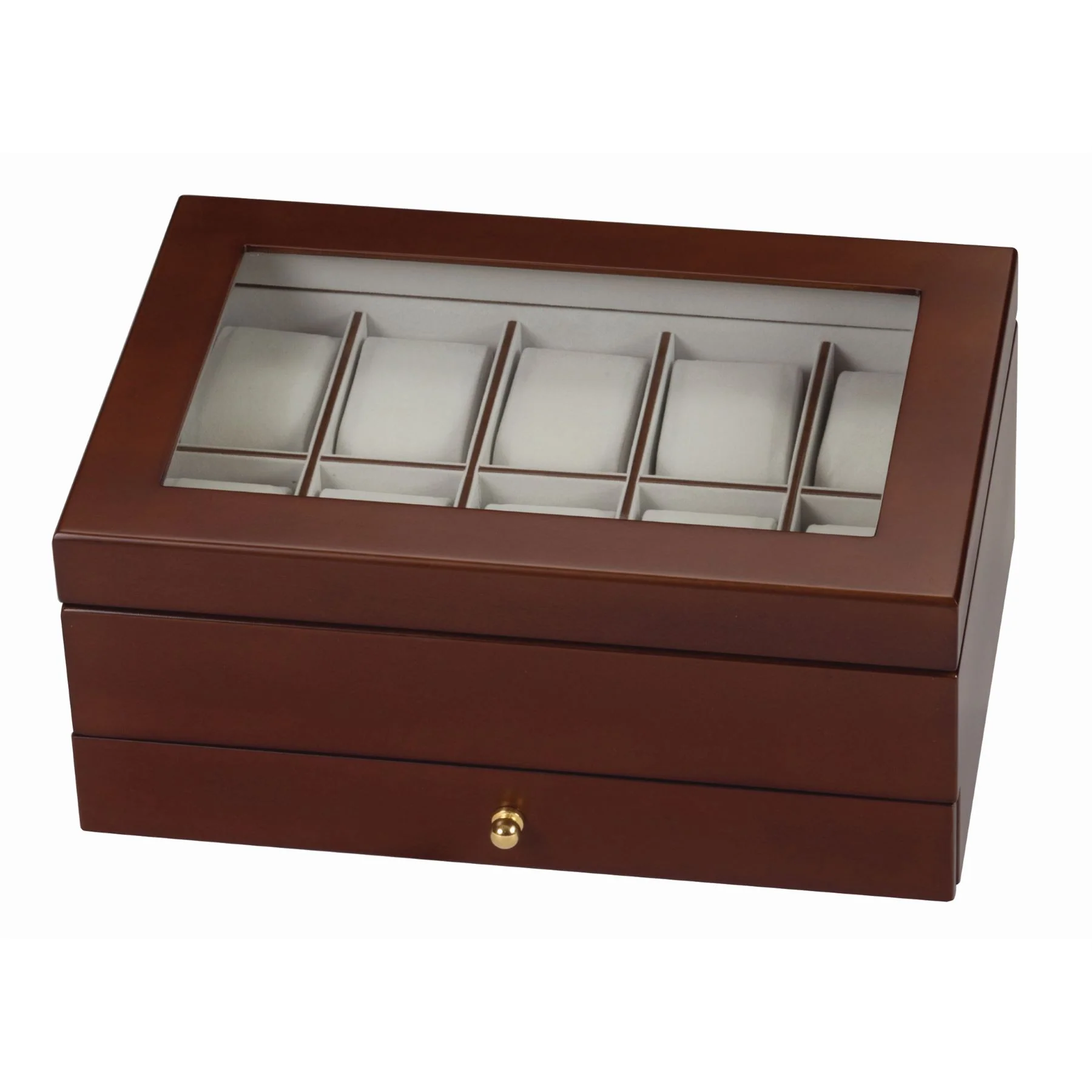 Mele & Co 10 Watch Box With Glass Viewing Lid Wooden Watch Box - Image 2