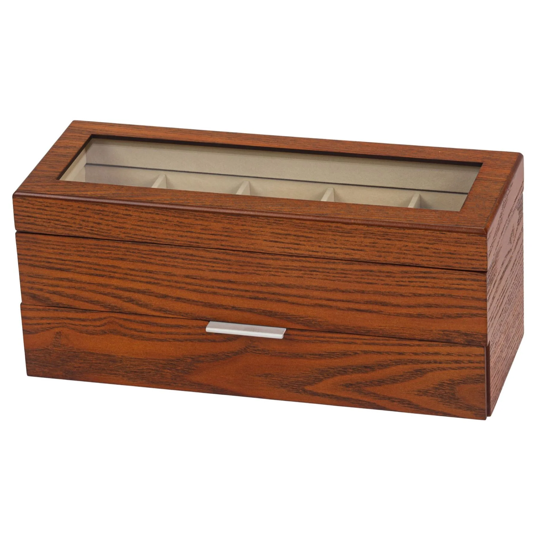 Mele & Co 5 Watch Box With Glass View Lid & Drawer Storage Watch Box - Image 2