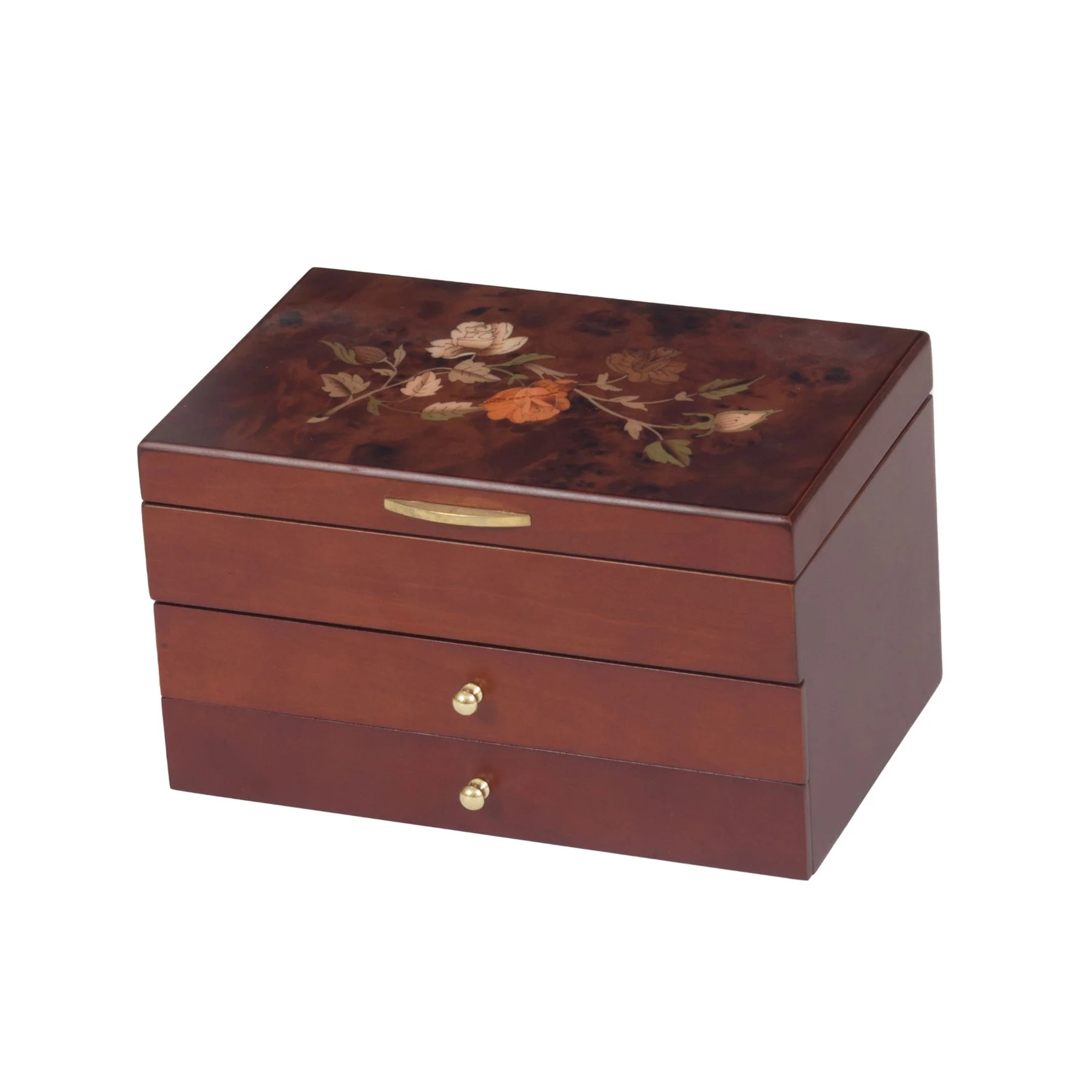Mele & Co Abi Wooden Jewellery Box With Rose Decal & 2 Drawers Wooden Jewel Case - Image 2
