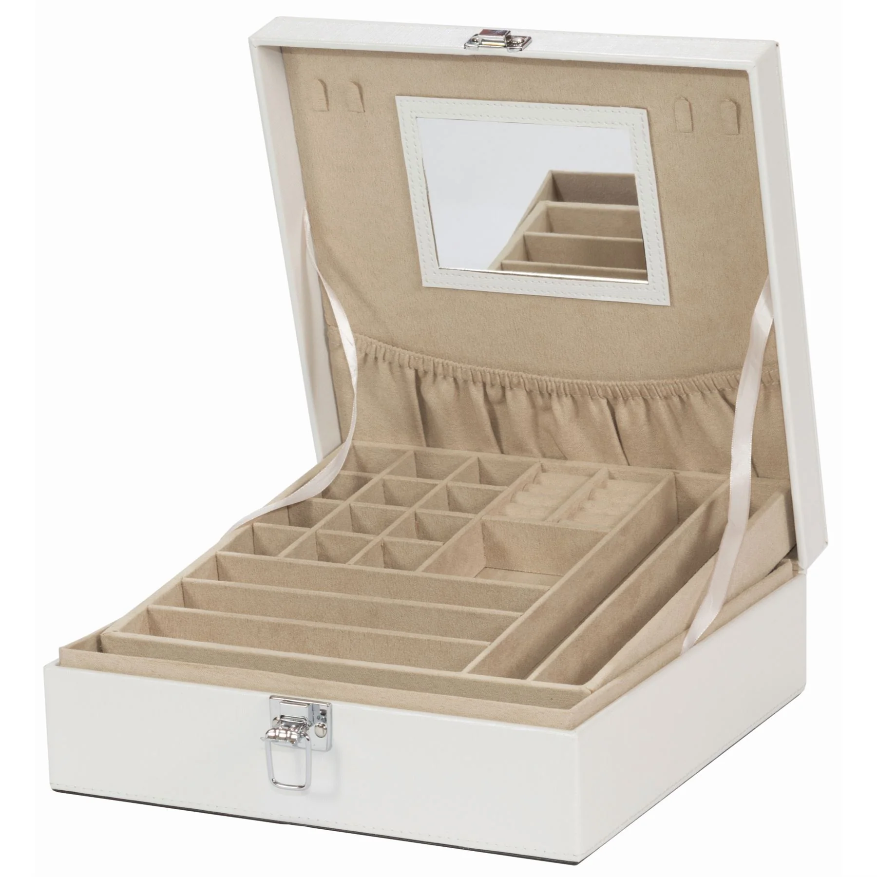 Mele & Co Lisa Jewellery Box With Lift-Out Tray Metallic Sheen Jewel Case