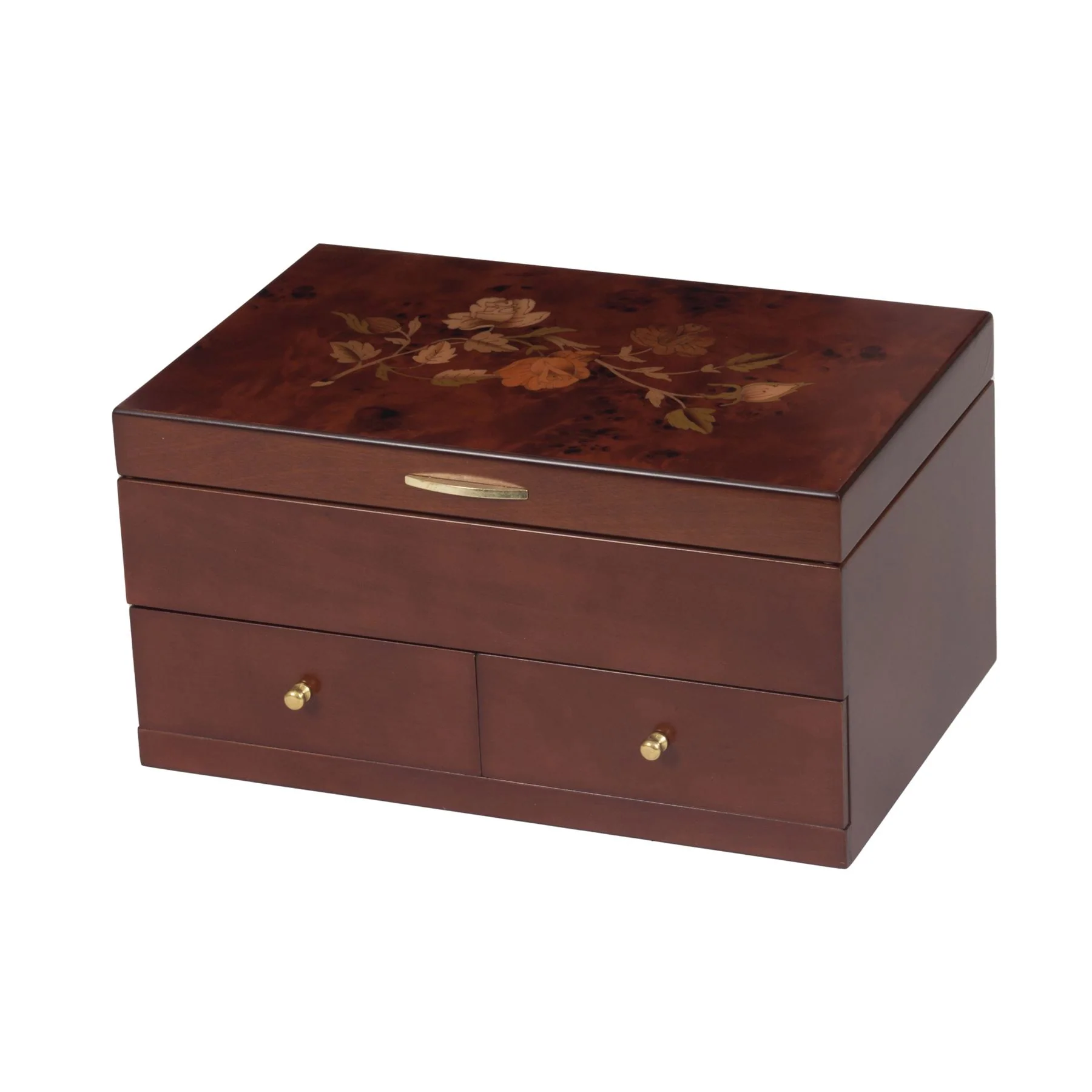 Mele & Co Mya Walnut Rose Jewellery Box With Necklace Hooks Wooden Jewel Case - Image 2