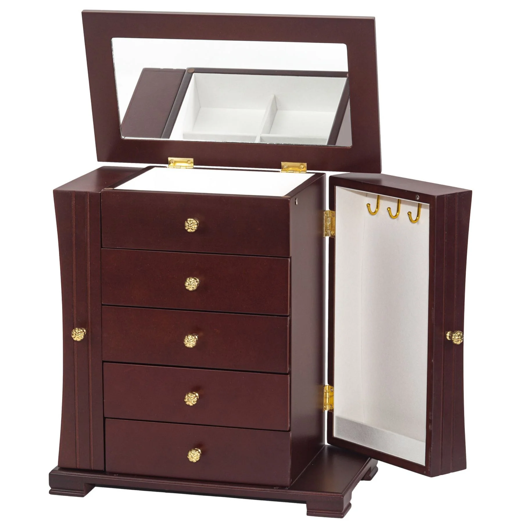 Mele & Co Walnut Finish Wardrobe Style Jewel Case - Image 3