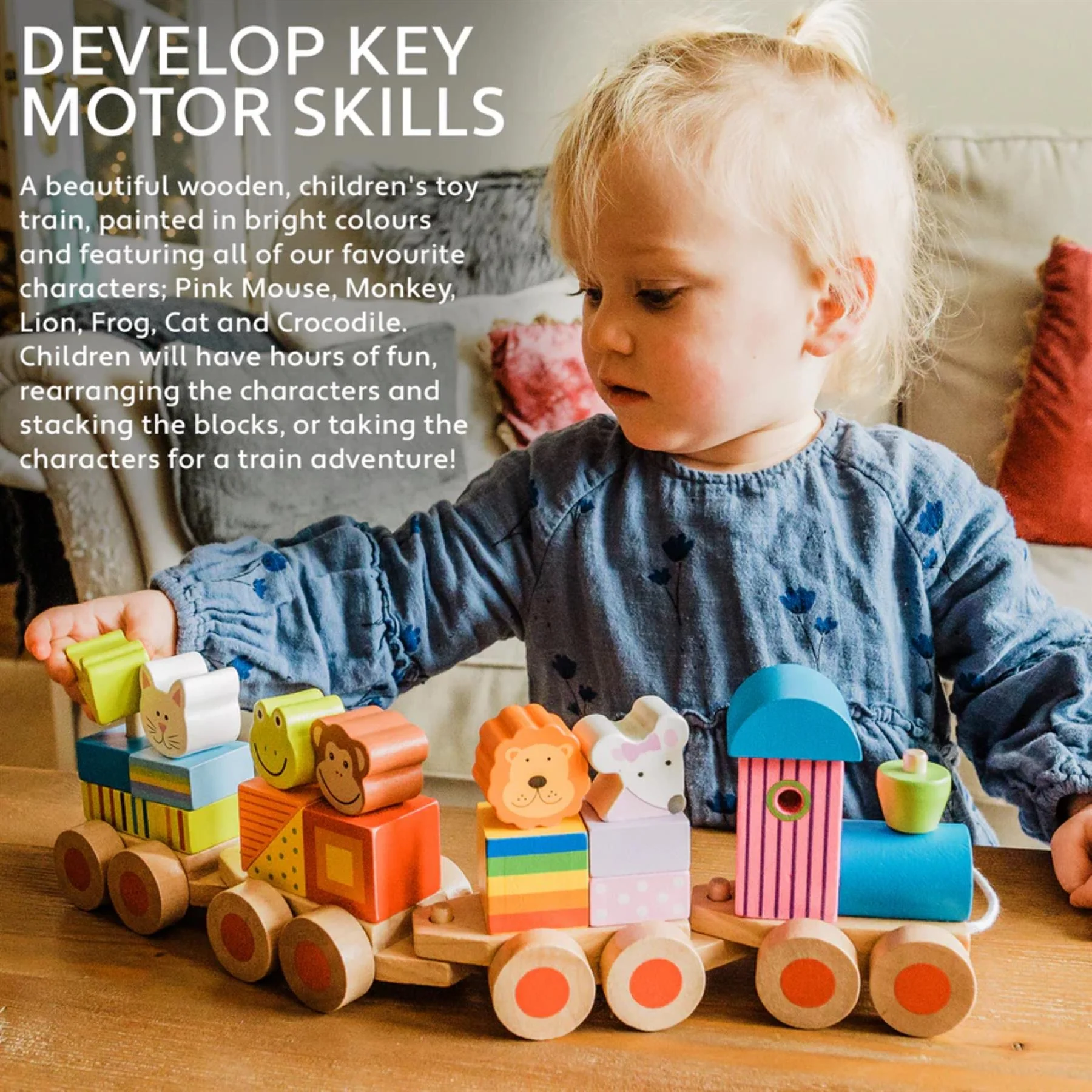 Orange Tree Toys Farm Animal Wooden Puzzle Train - Image 3