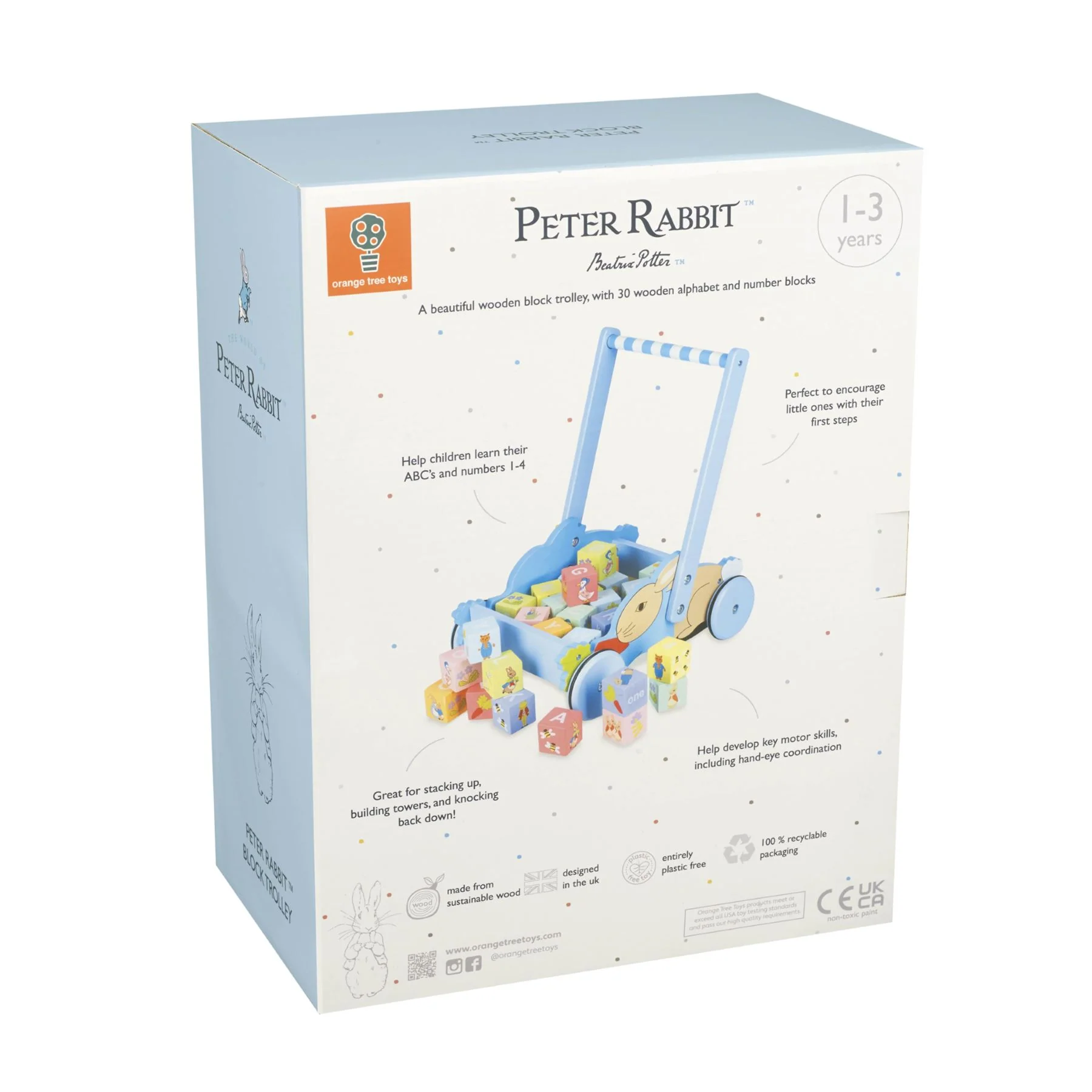 Orange Tree Toys Peter Rabbit Baby Walker With Blocks Trolley - Image 6