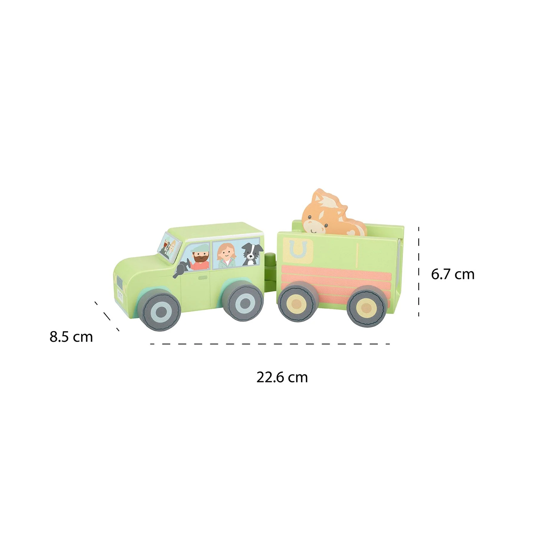 Orange Tree Toys Wooden Farm 4x4 with Horse Box - Image 3