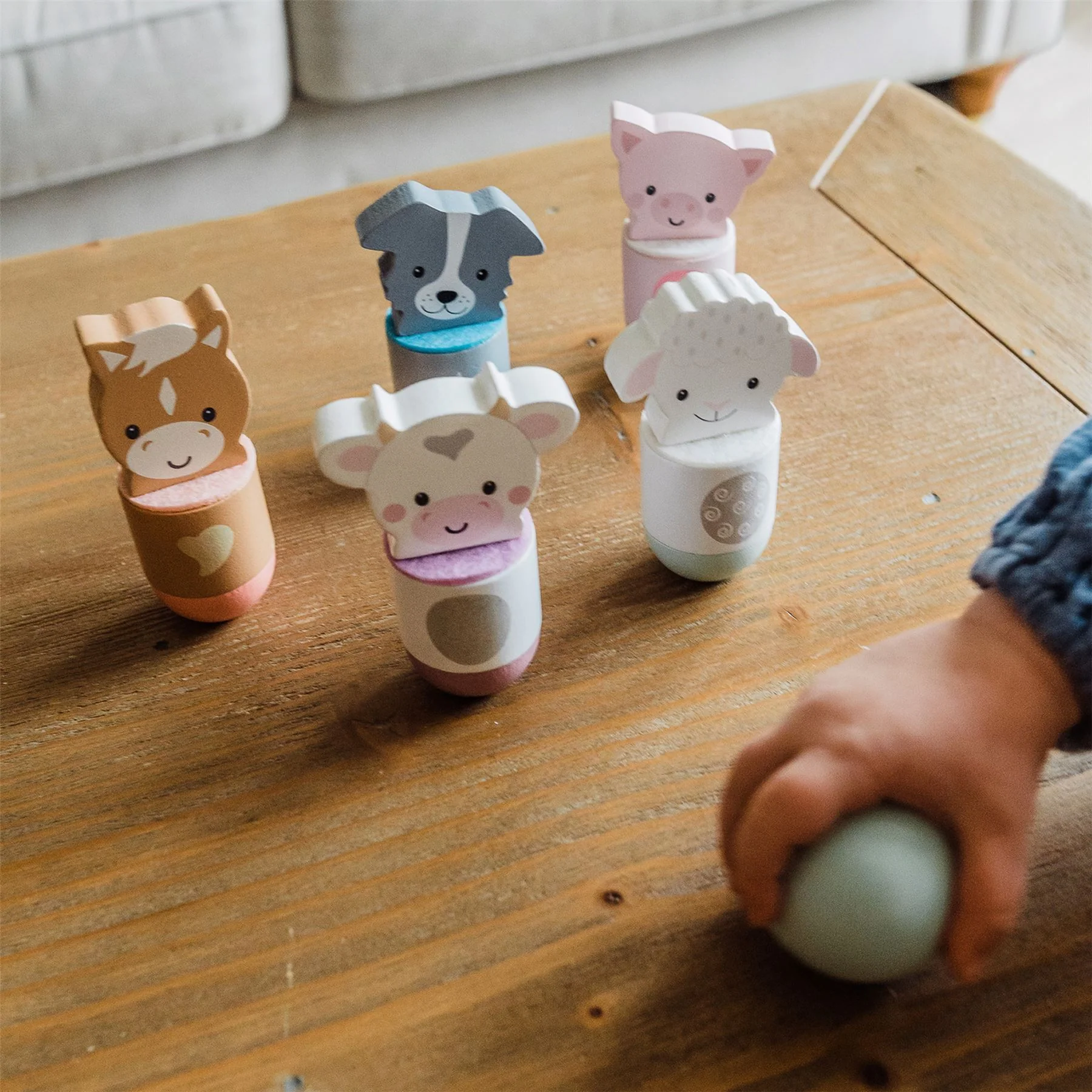 Orange Tree Toys Wooden Farmyard Animal Skittles - Image 3