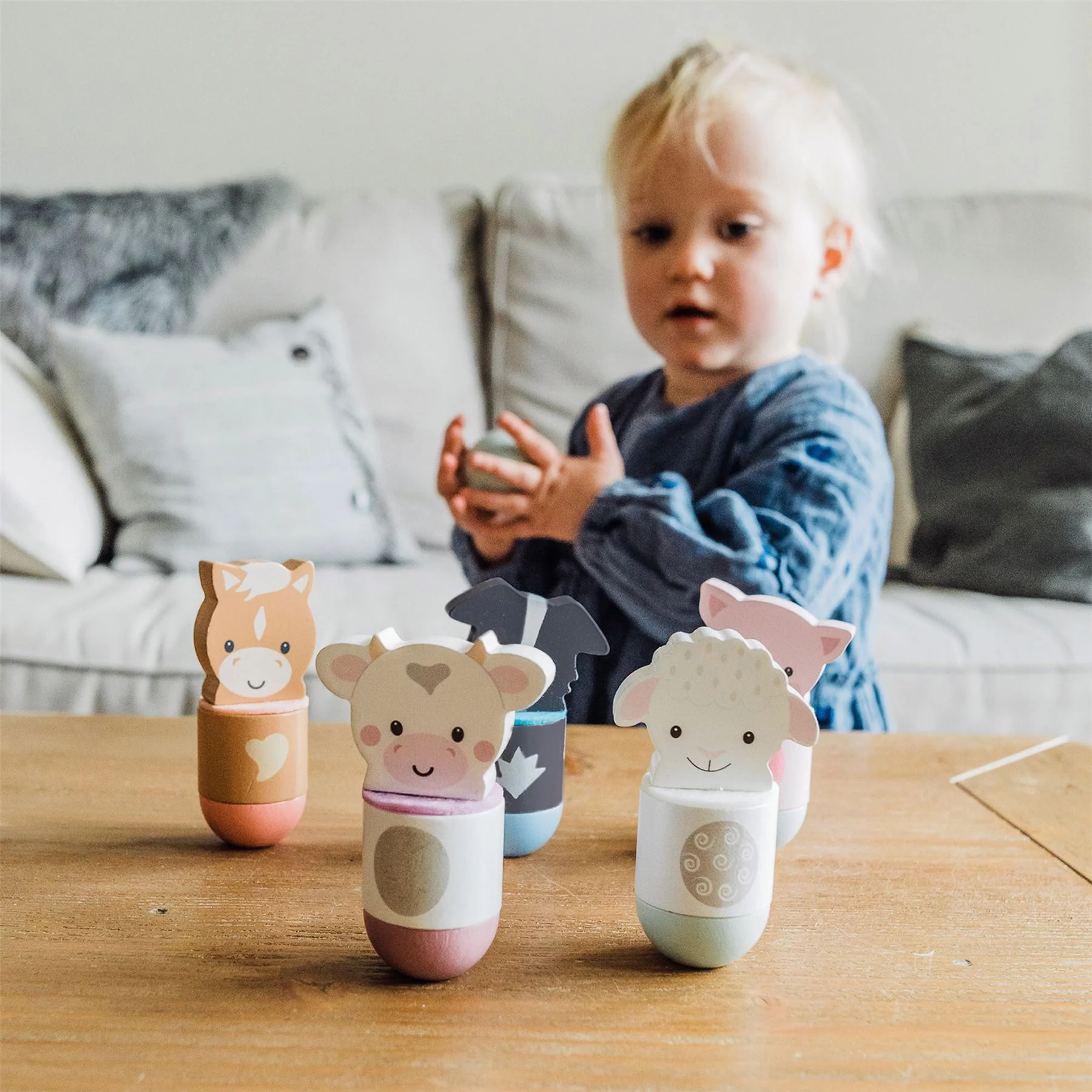 Orange Tree Toys Wooden Farmyard Animal Skittles - Image 4