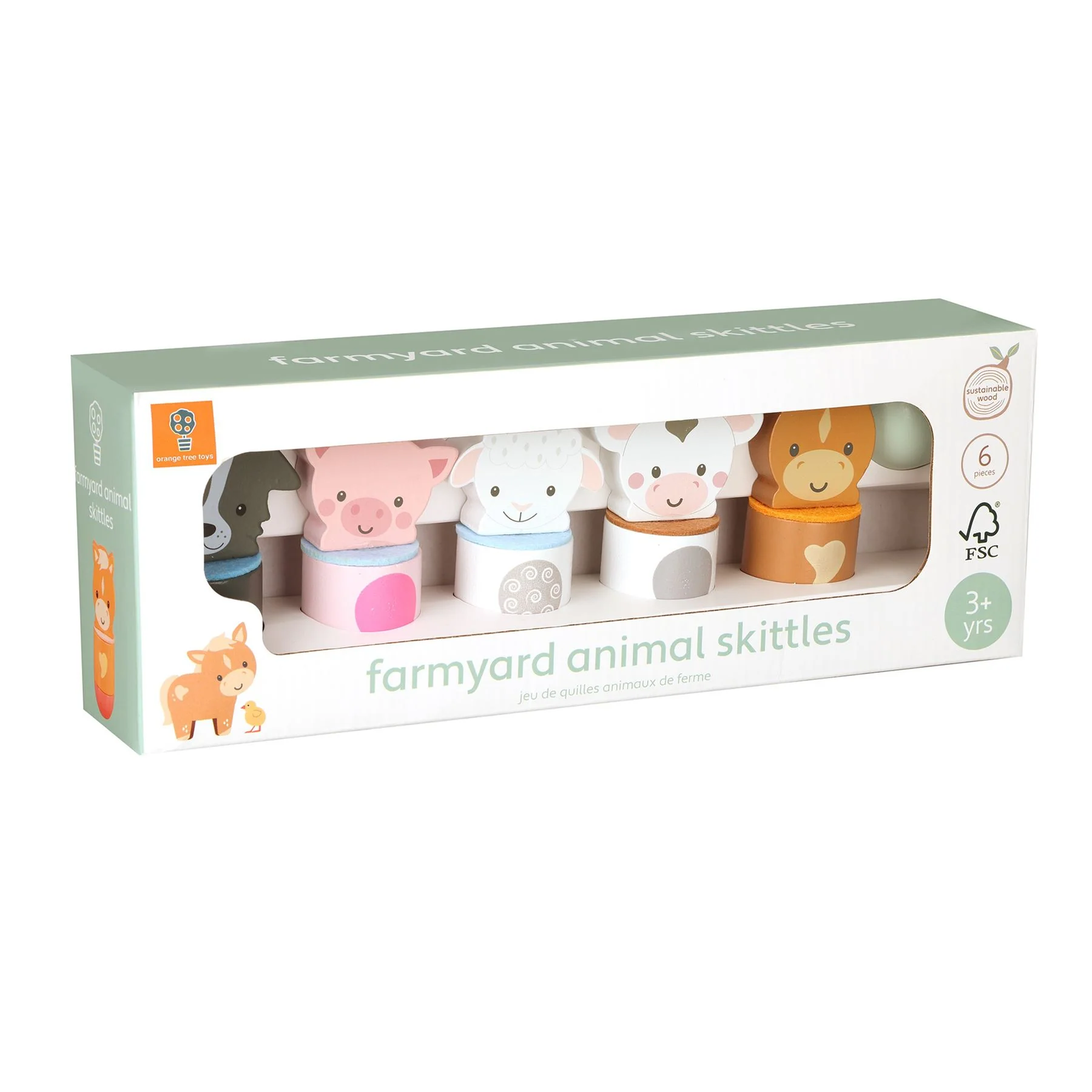 Orange Tree Toys Wooden Farmyard Animal Skittles - Image 5