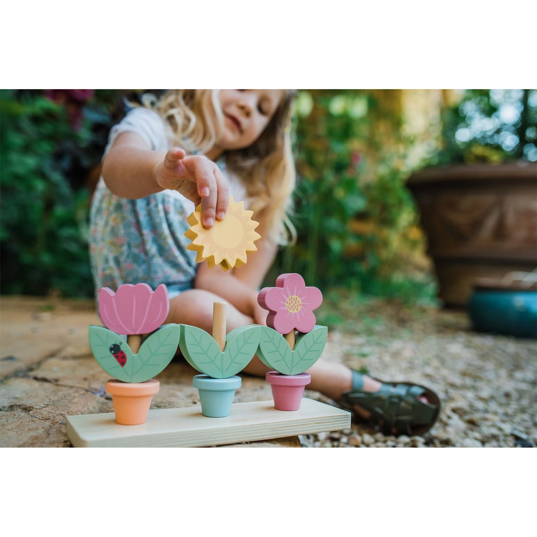 Orange Tree Toys Wooden Garden Stacking Flower Pots - Image 6