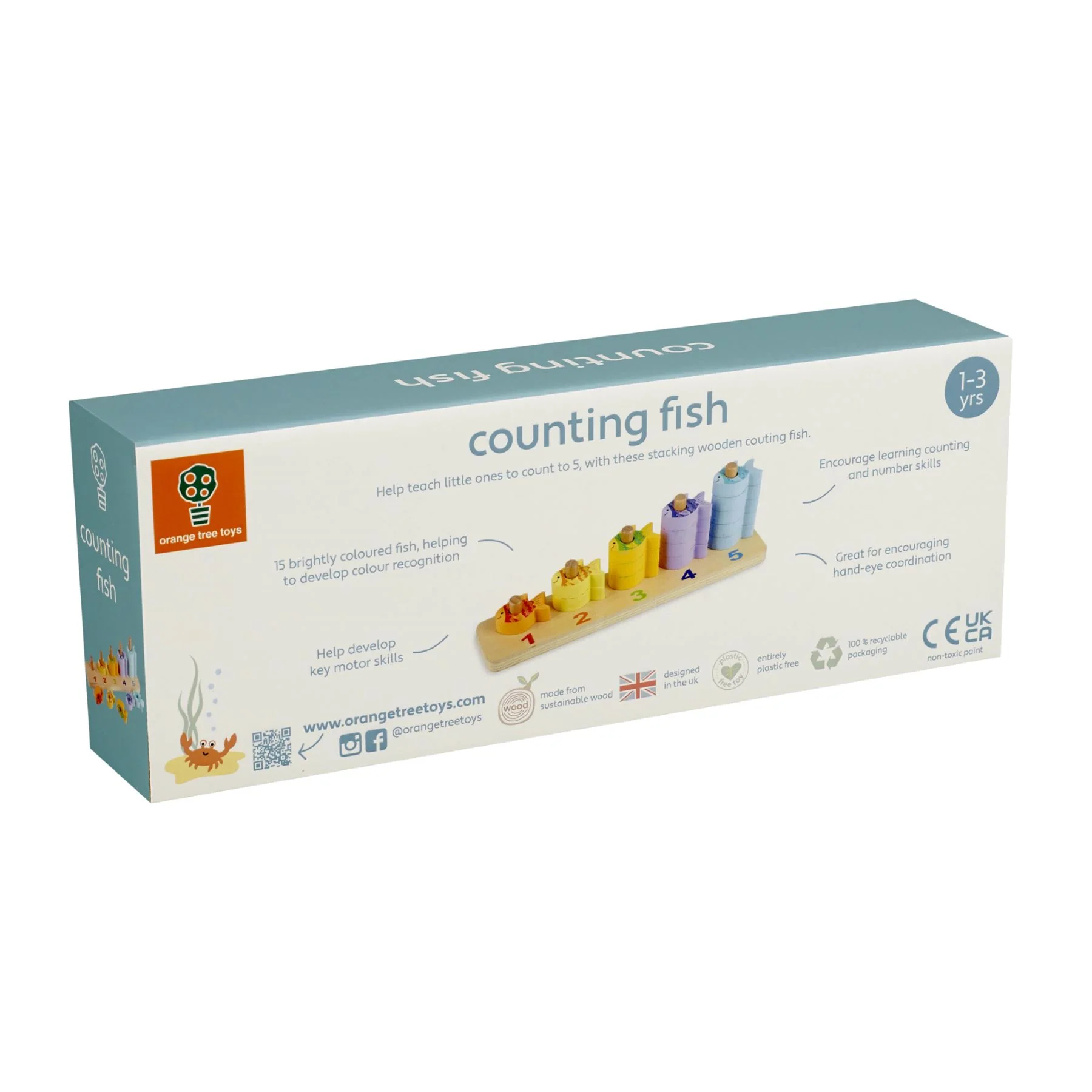 Orange Tree Toys Wooden Sea Life Counting Fish Game - Image 5