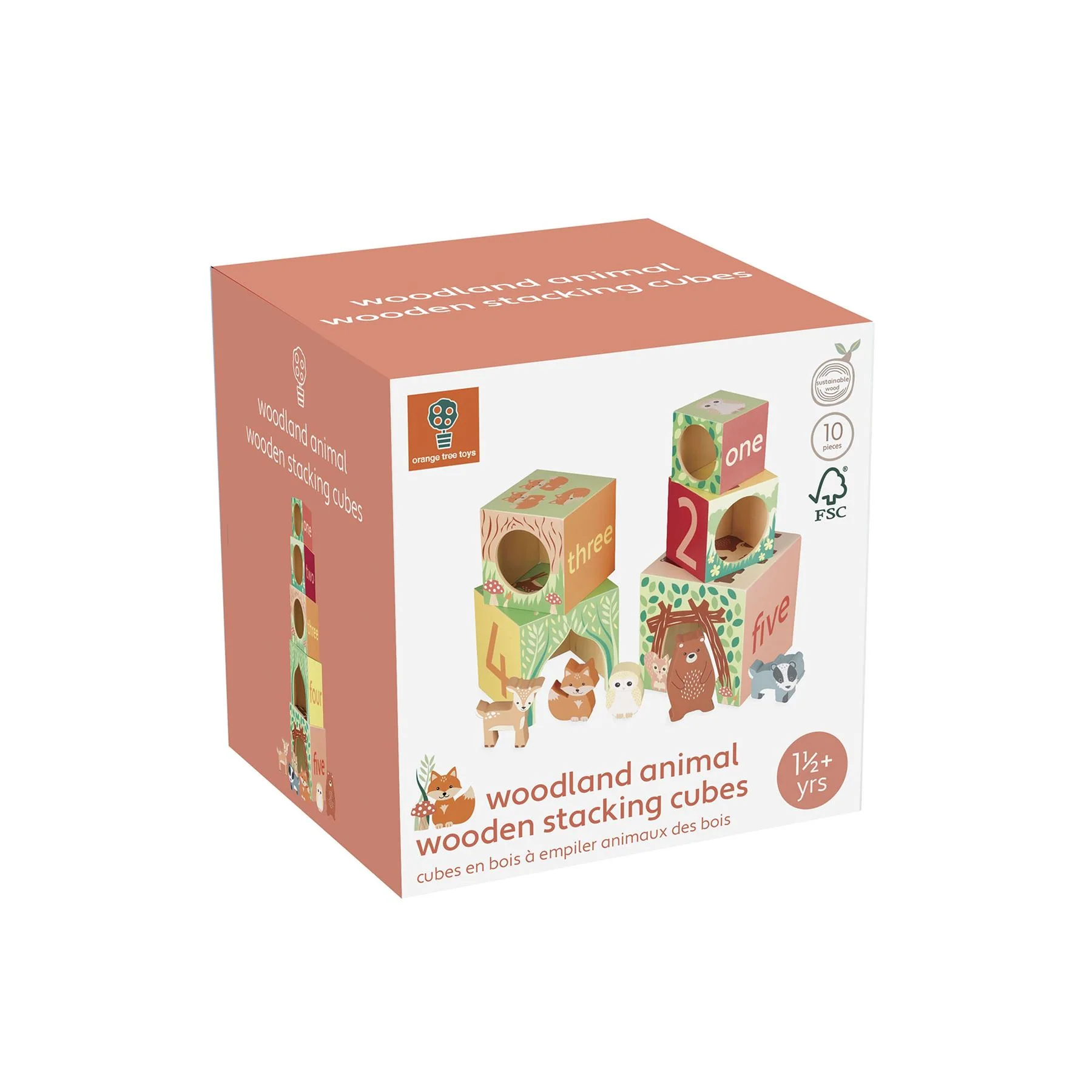 Orange Tree Toys Woodland Animal Wooden Stacking Cubes - Image 5