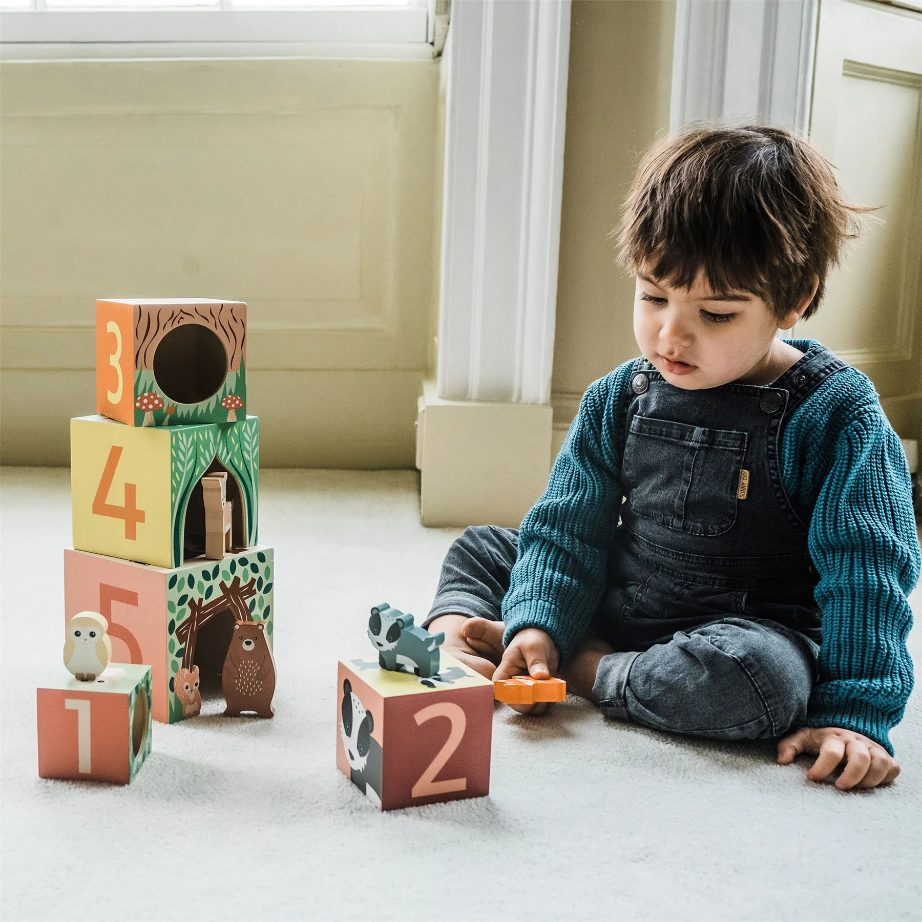Orange Tree Toys Woodland Animal Wooden Stacking Cubes - Image 7