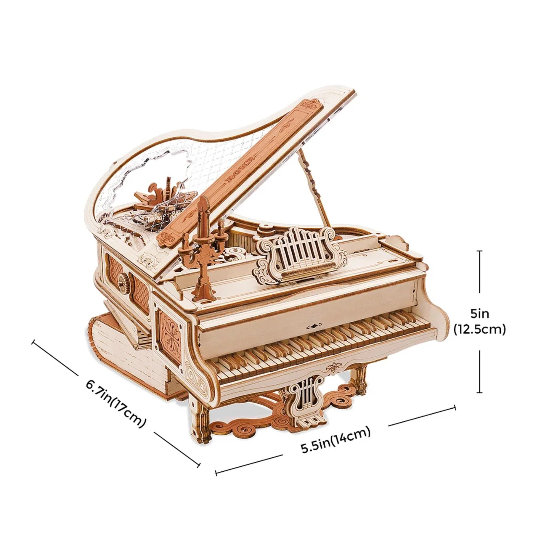 Robotime ROKR Magic Piano 3D Musical Box Wooden Model Kit - Image 6