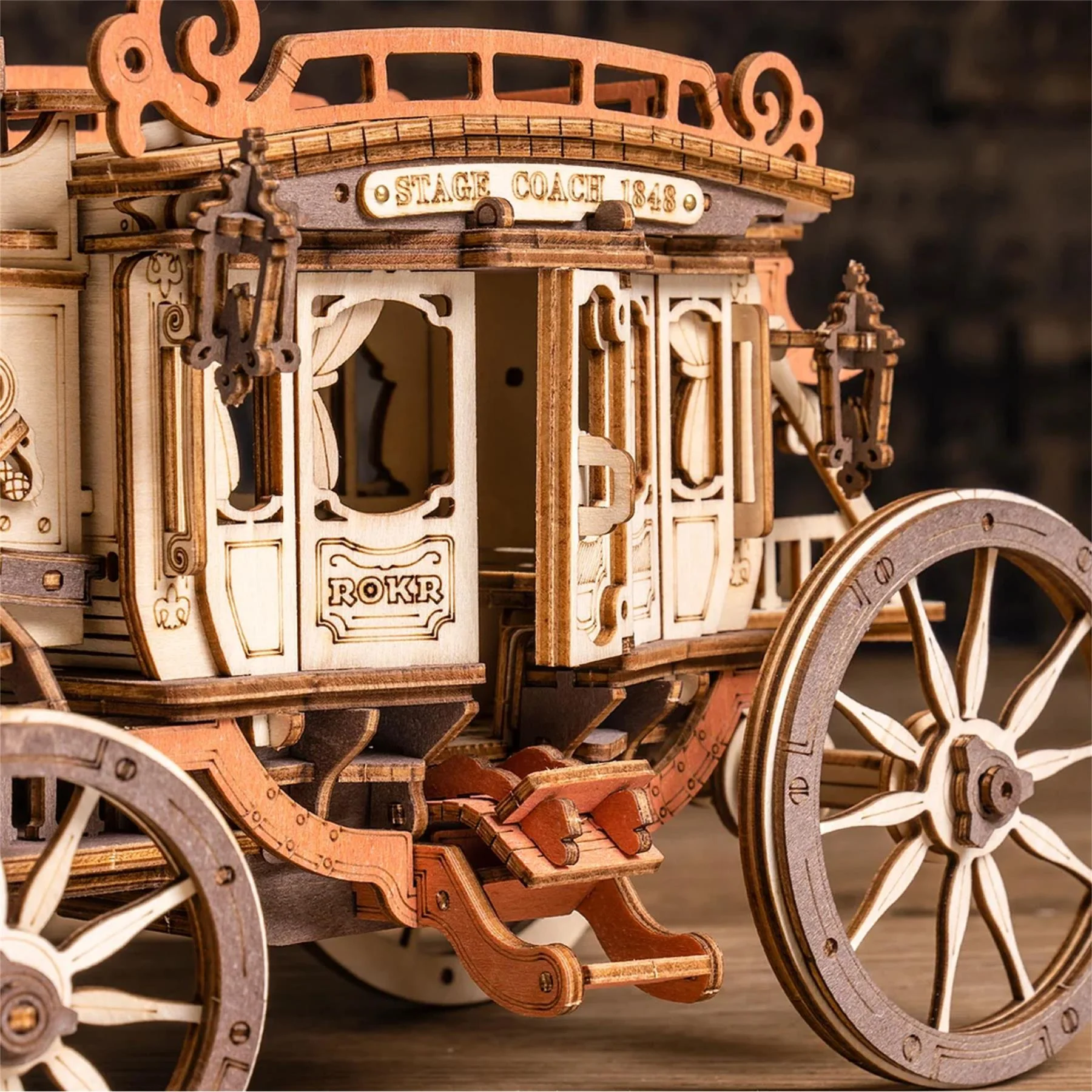 Robotime ROKR Stagecoach Mechanical Music Box Kit - Image 3