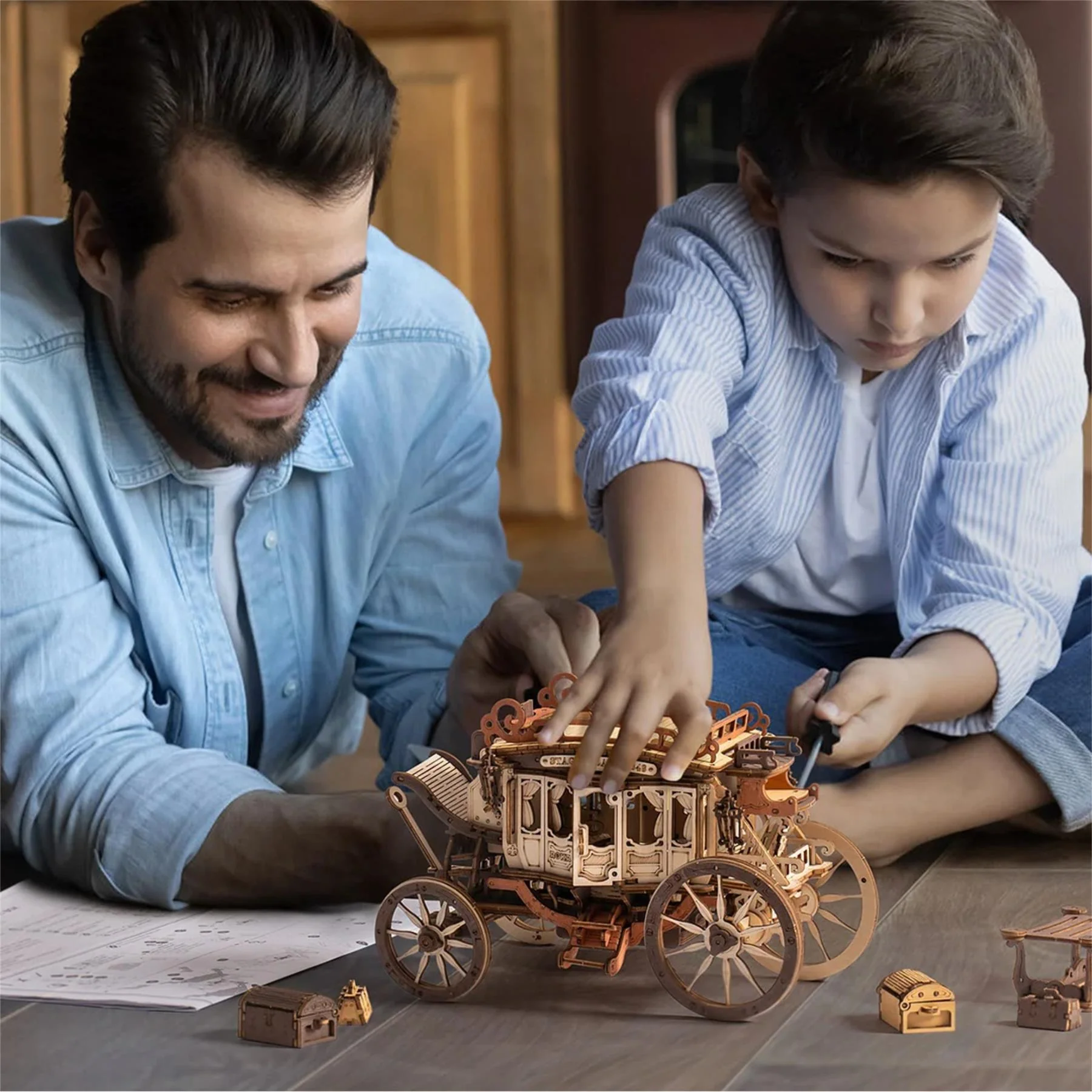 Robotime ROKR Stagecoach Mechanical Music Box Kit - Image 4