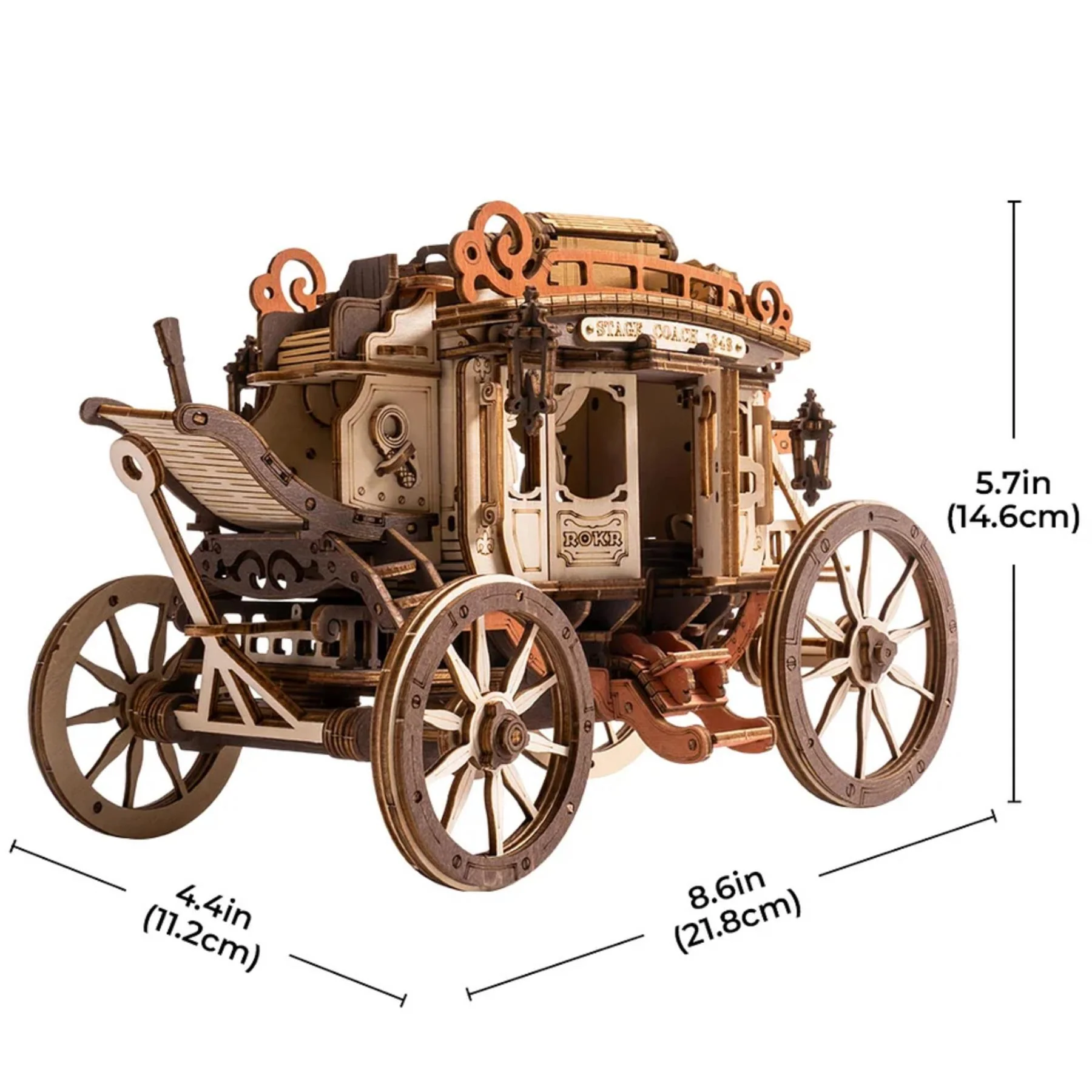 Robotime ROKR Stagecoach Mechanical Music Box Kit - Image 5