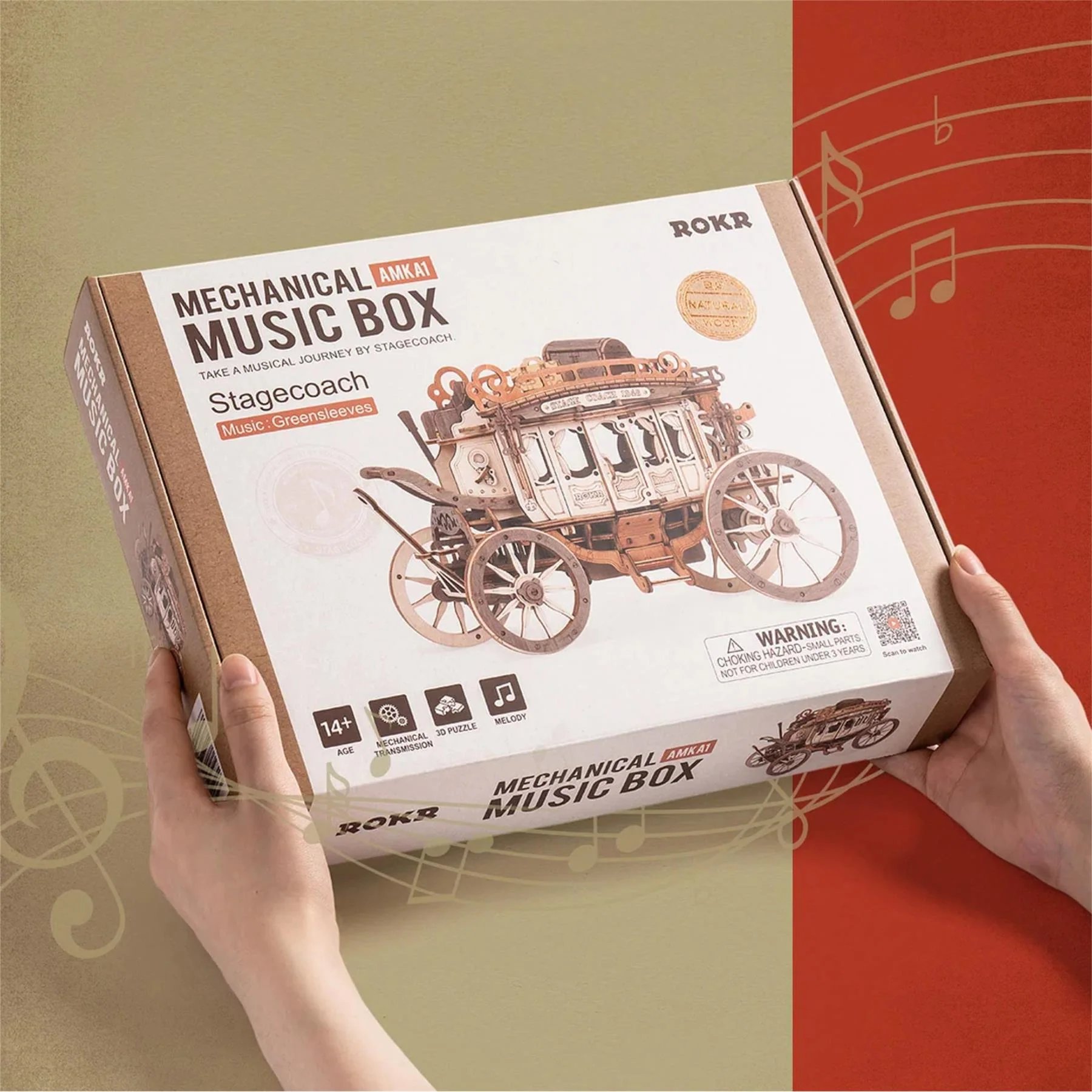 Robotime ROKR Stagecoach Mechanical Music Box Kit - Image 6