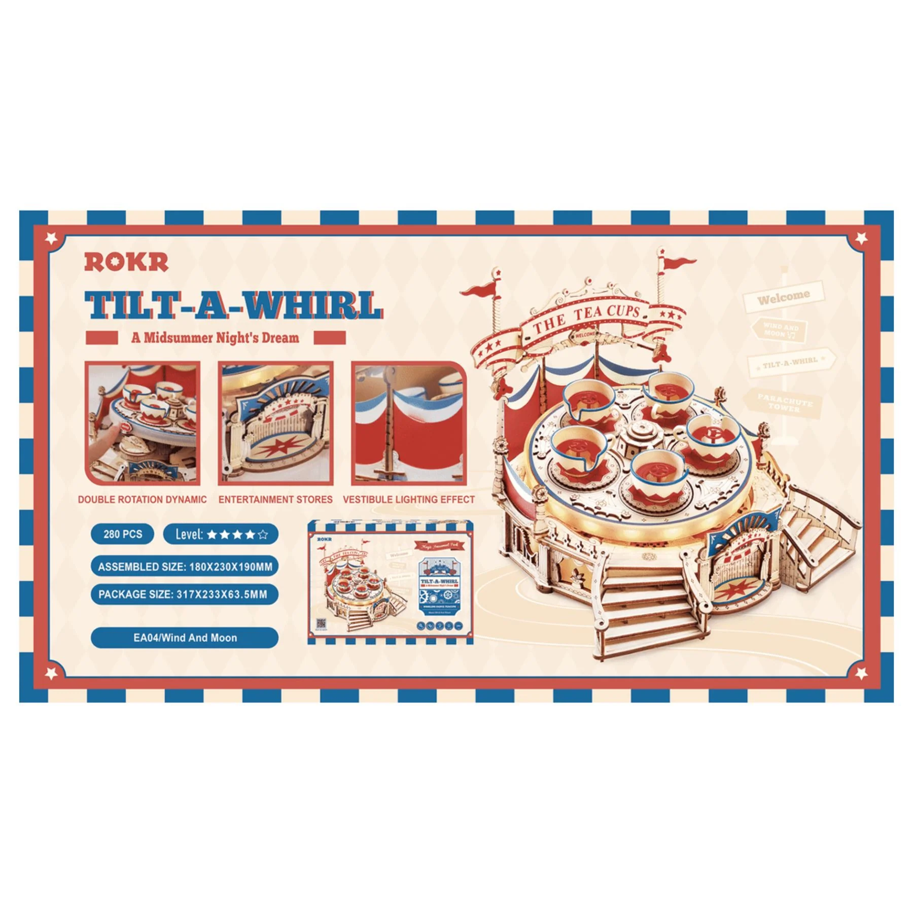 Robotime ROKR Tilt-A-Whirl Building Kit - Image 6