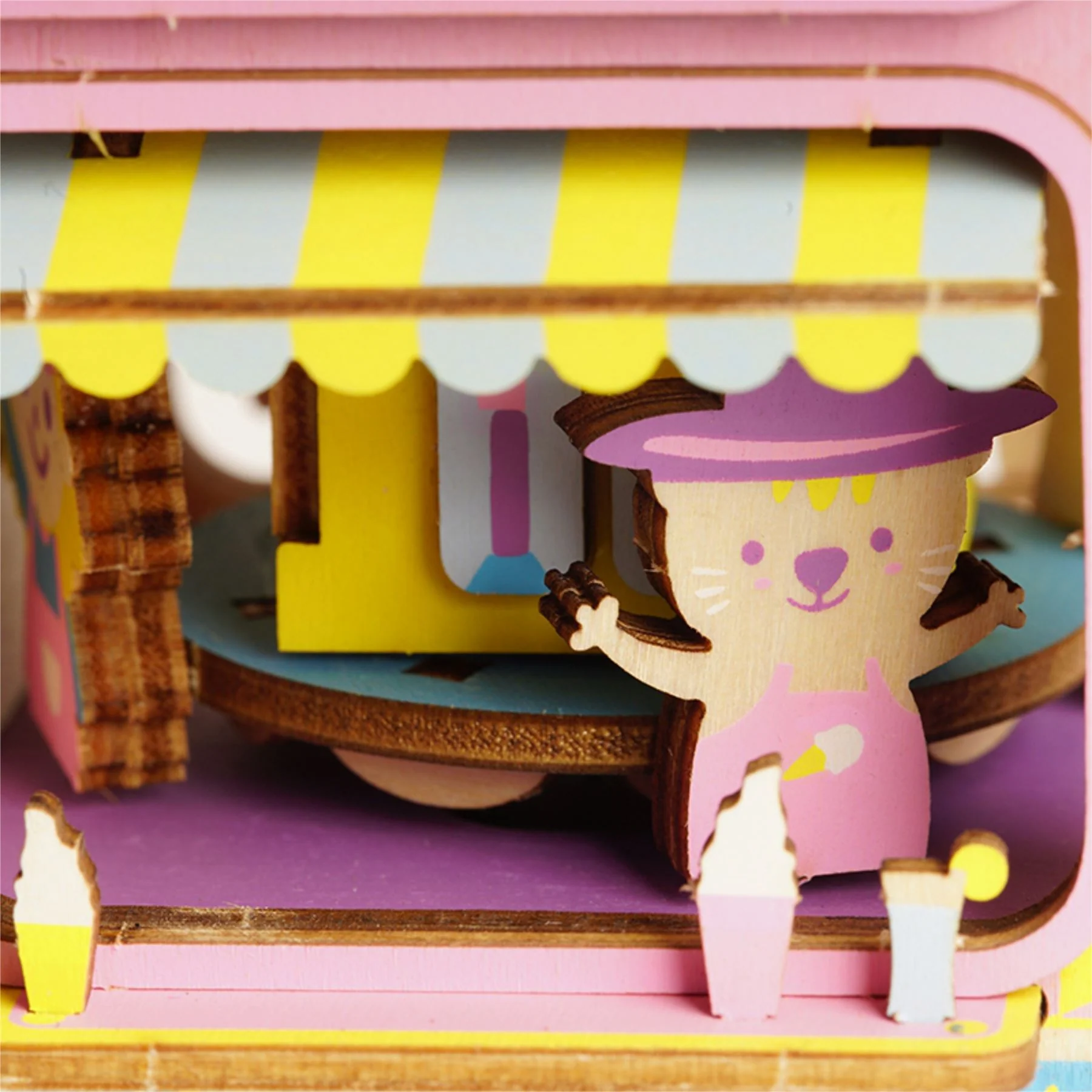 Robotime Rolife Moving Flavour Ice Cream Van Music Box Building Kit - Image 6