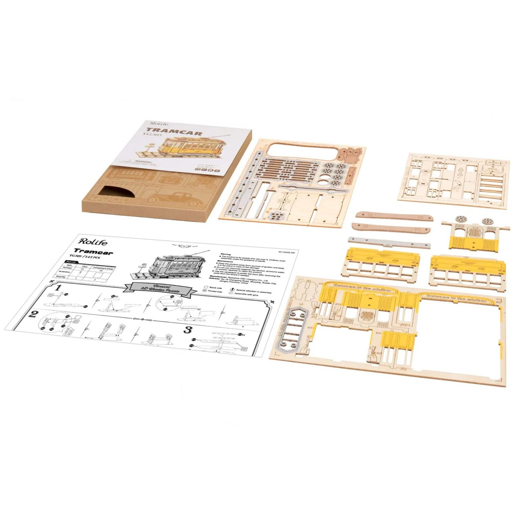 Robotime Rolife Tramcar Building Kit - Image 2