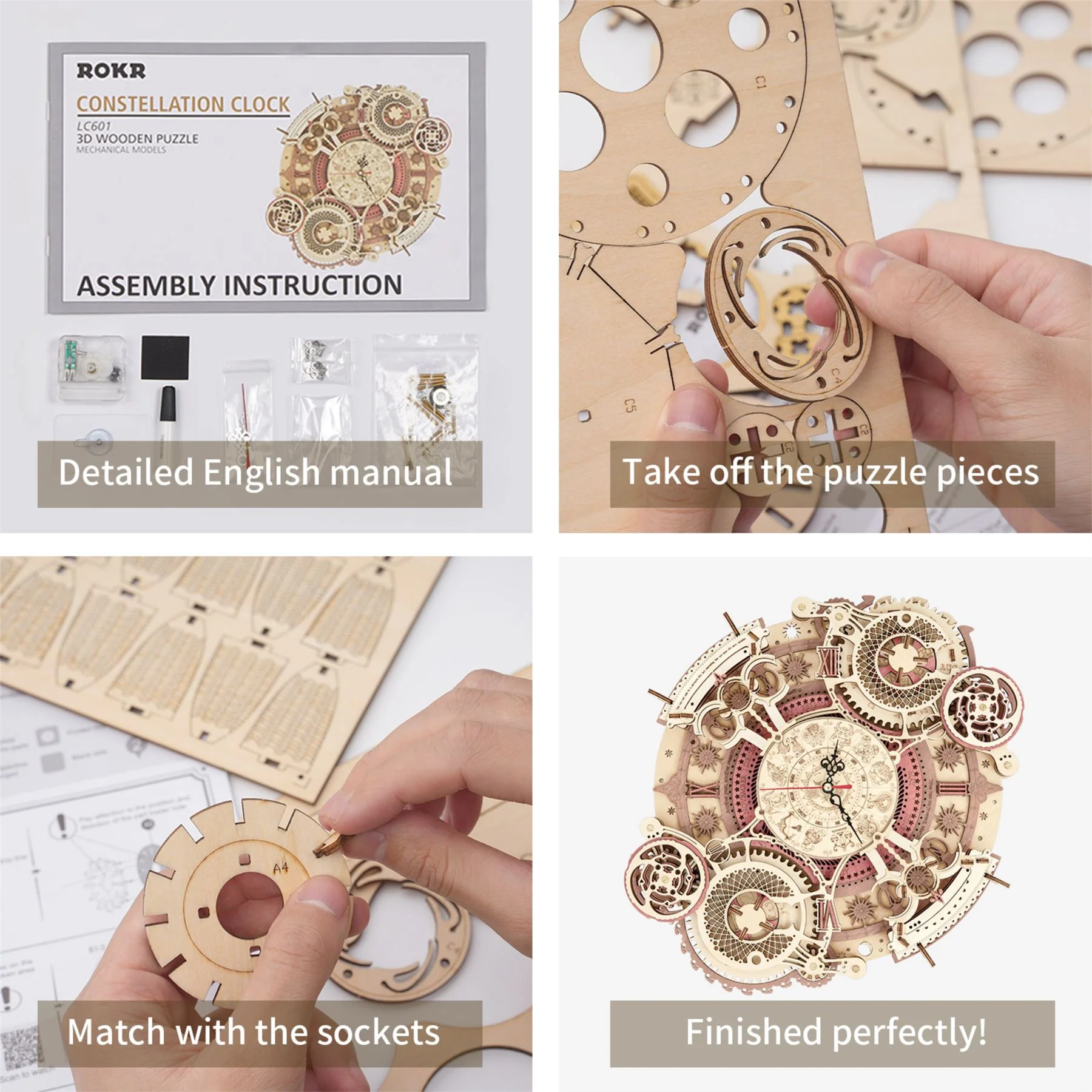 Robotime ROKR Zodiac Wall Clock Building Kit - Image 3