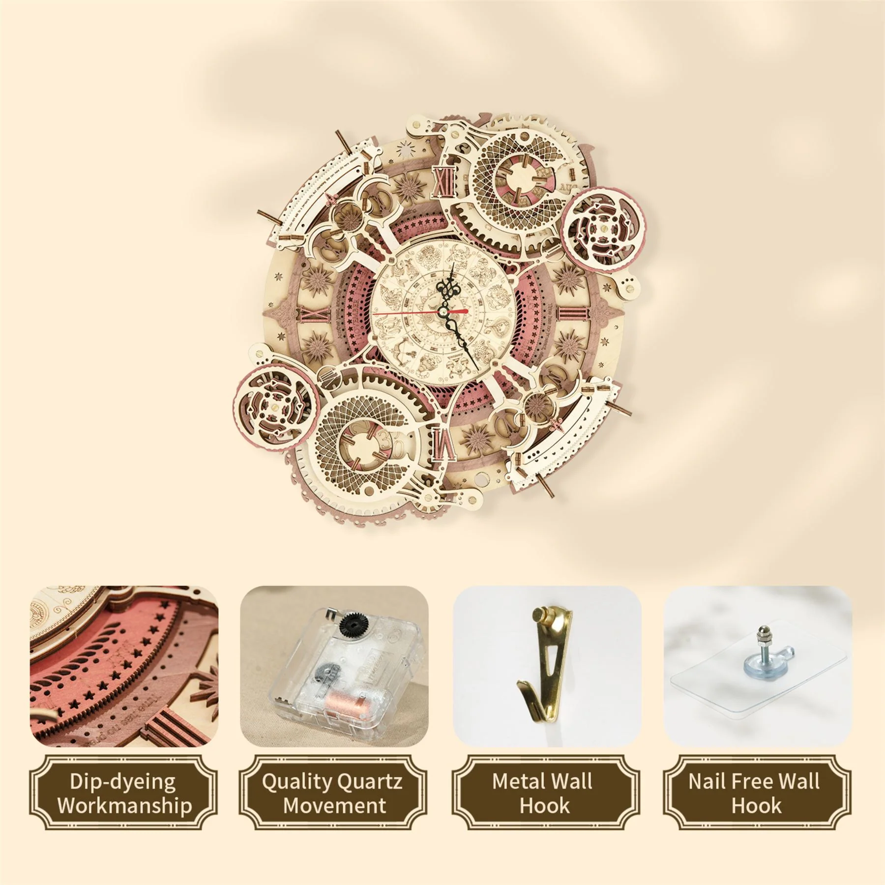 Robotime ROKR Zodiac Wall Clock Building Kit - Image 4