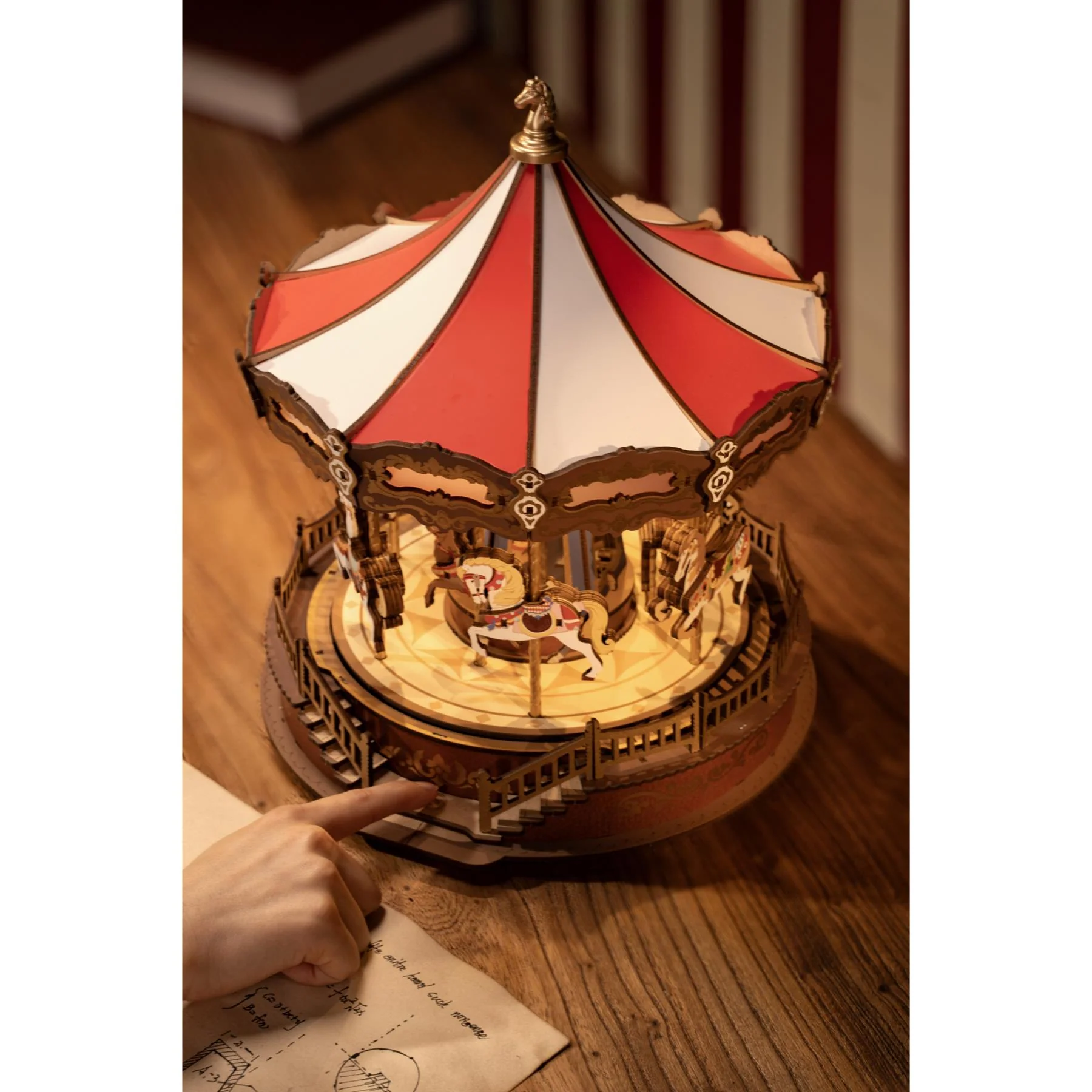 Rolife Classic Carousel Wooden Puzzle Kit - Image 5