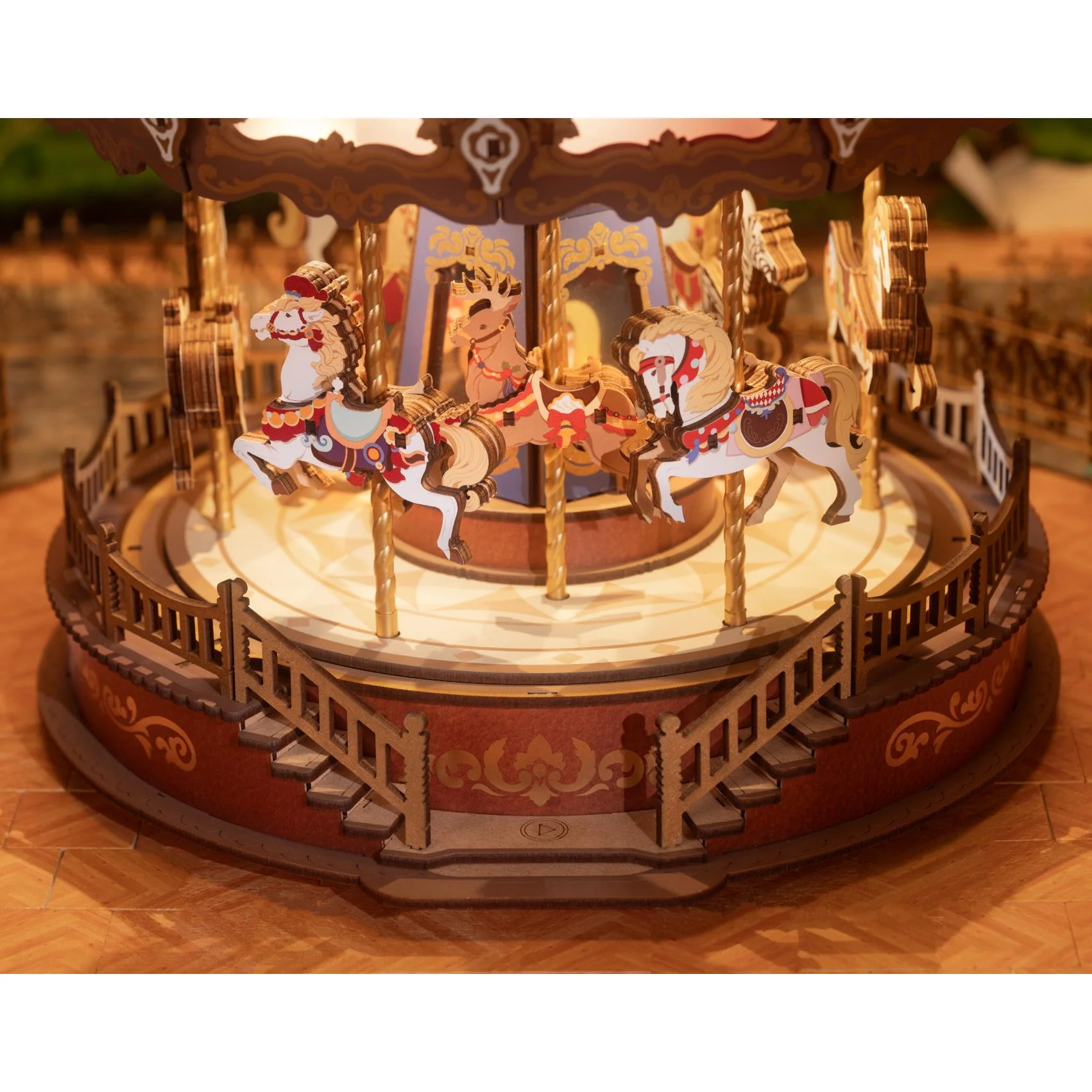 Rolife Classic Carousel Wooden Puzzle Kit - Image 6