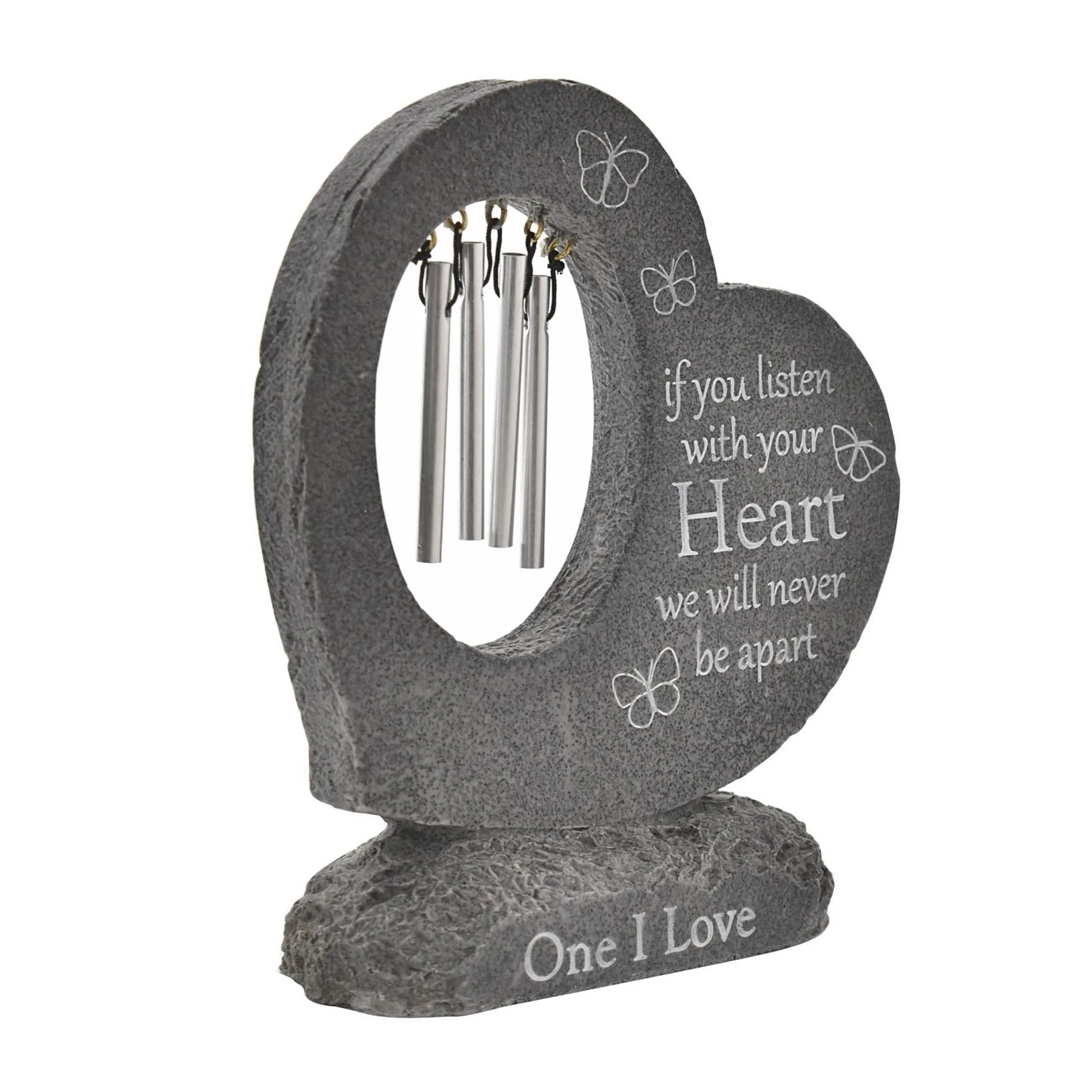 Thoughts Of You Graveside Stone Heart with Windchimes - Image 2
