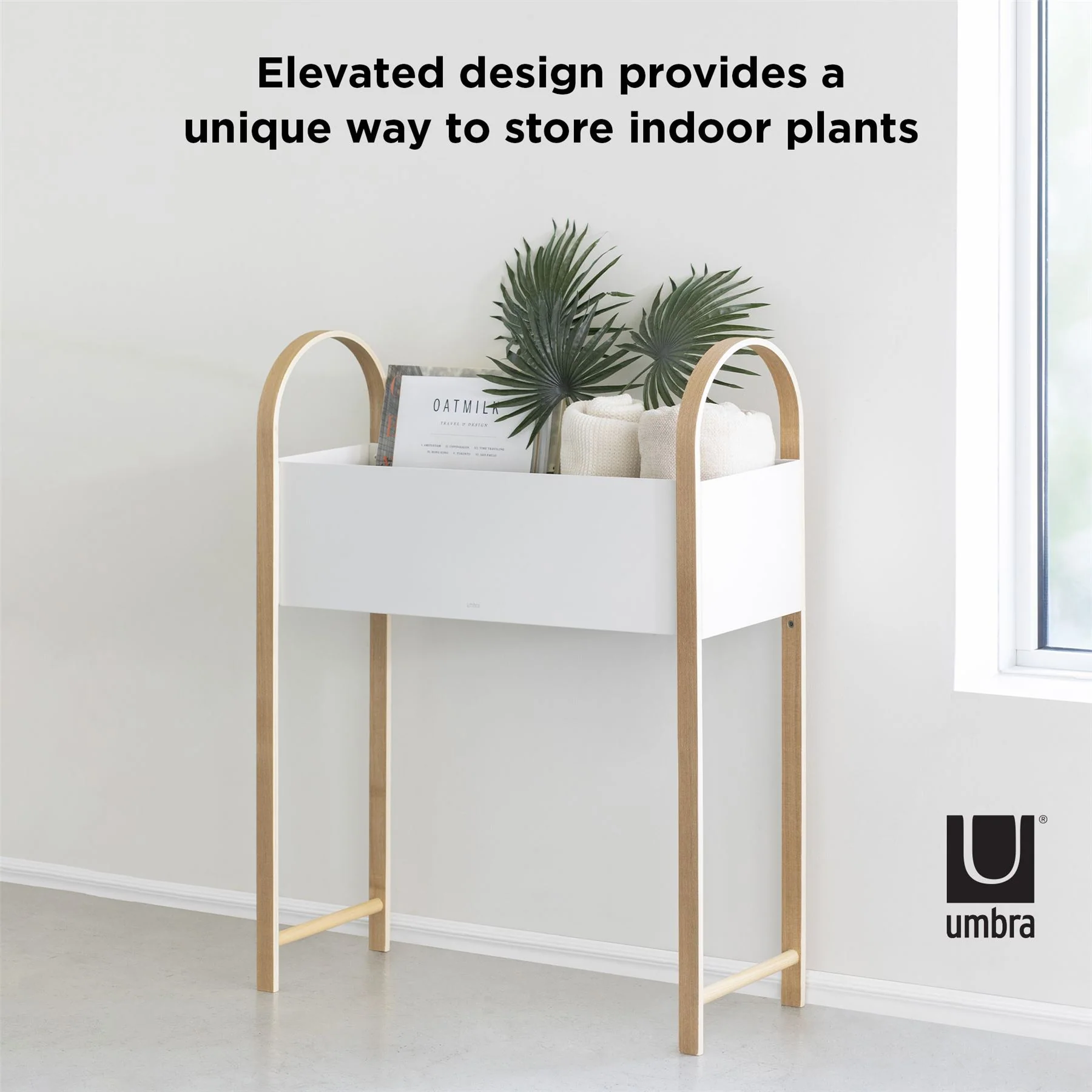 Umbra Bellwood Storage Box / Indoor Planter in White & Natural - Image 4