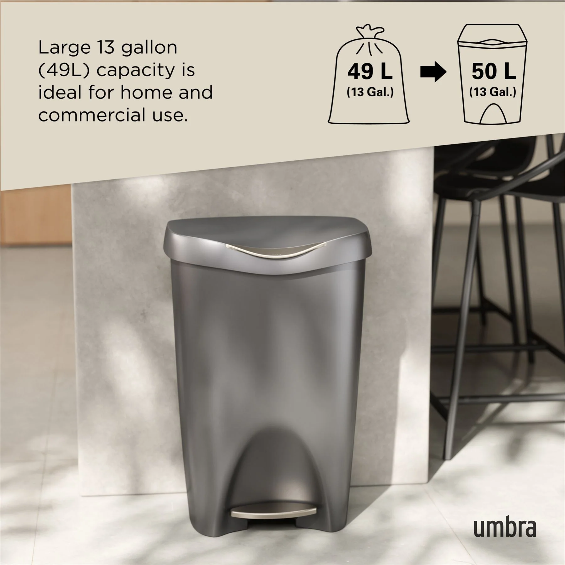 Umbra Brim Step On Soft-Close 50L Trash Can - Image 17