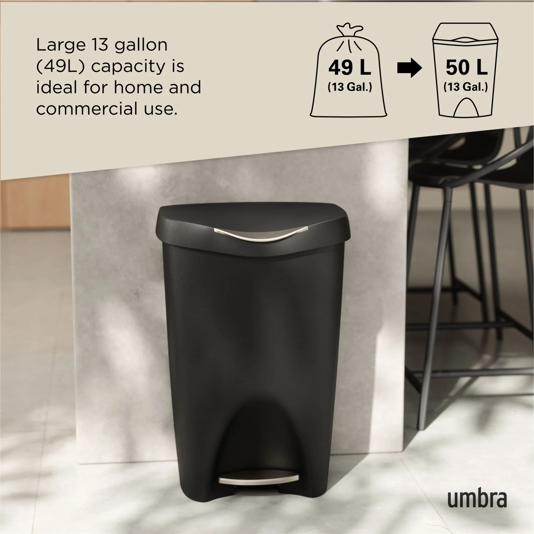 Umbra Brim Step On Soft-Close 50L Trash Can - Image 5