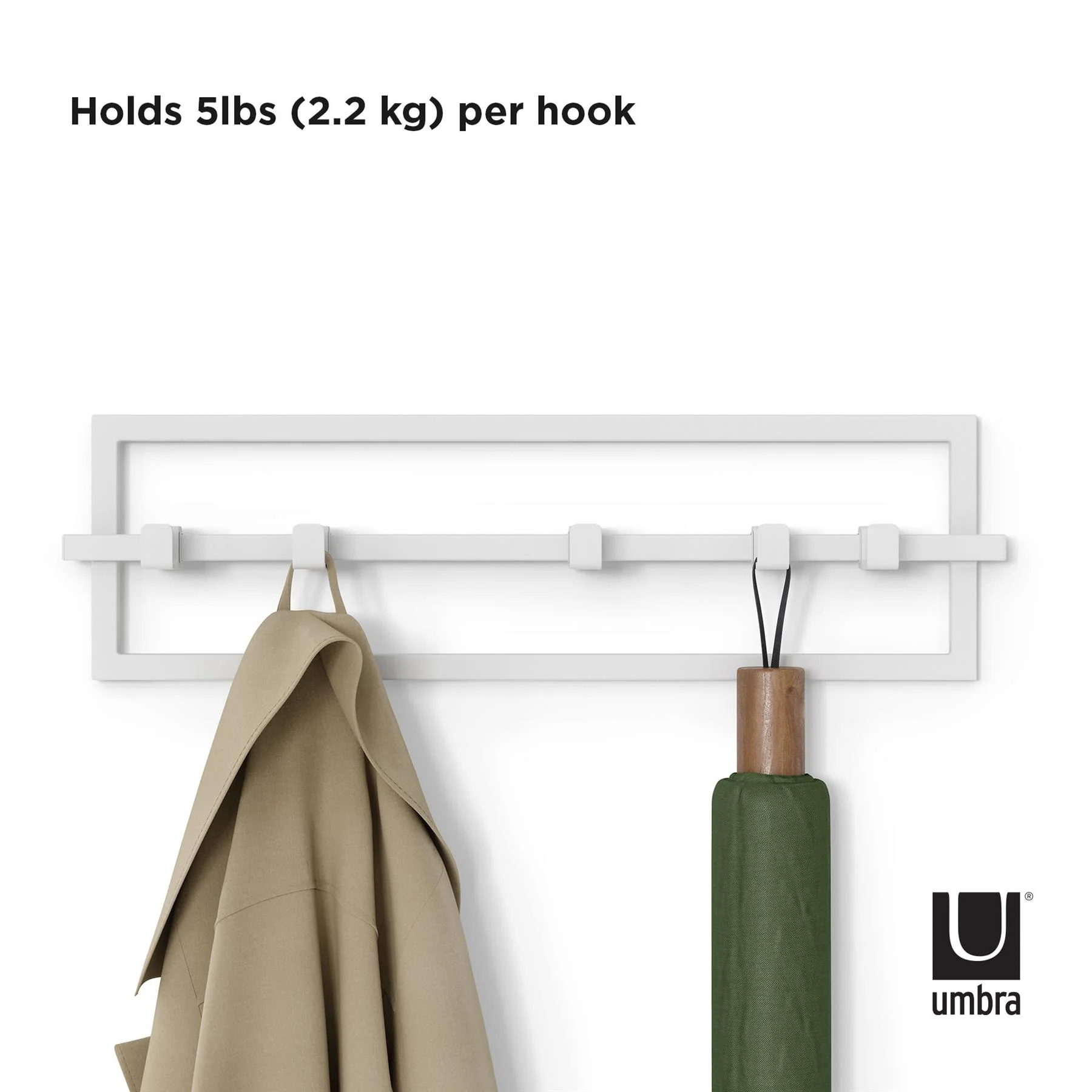 Umbra Cubiko 5 Hook Wall Mounted Coat Rack - Image 9