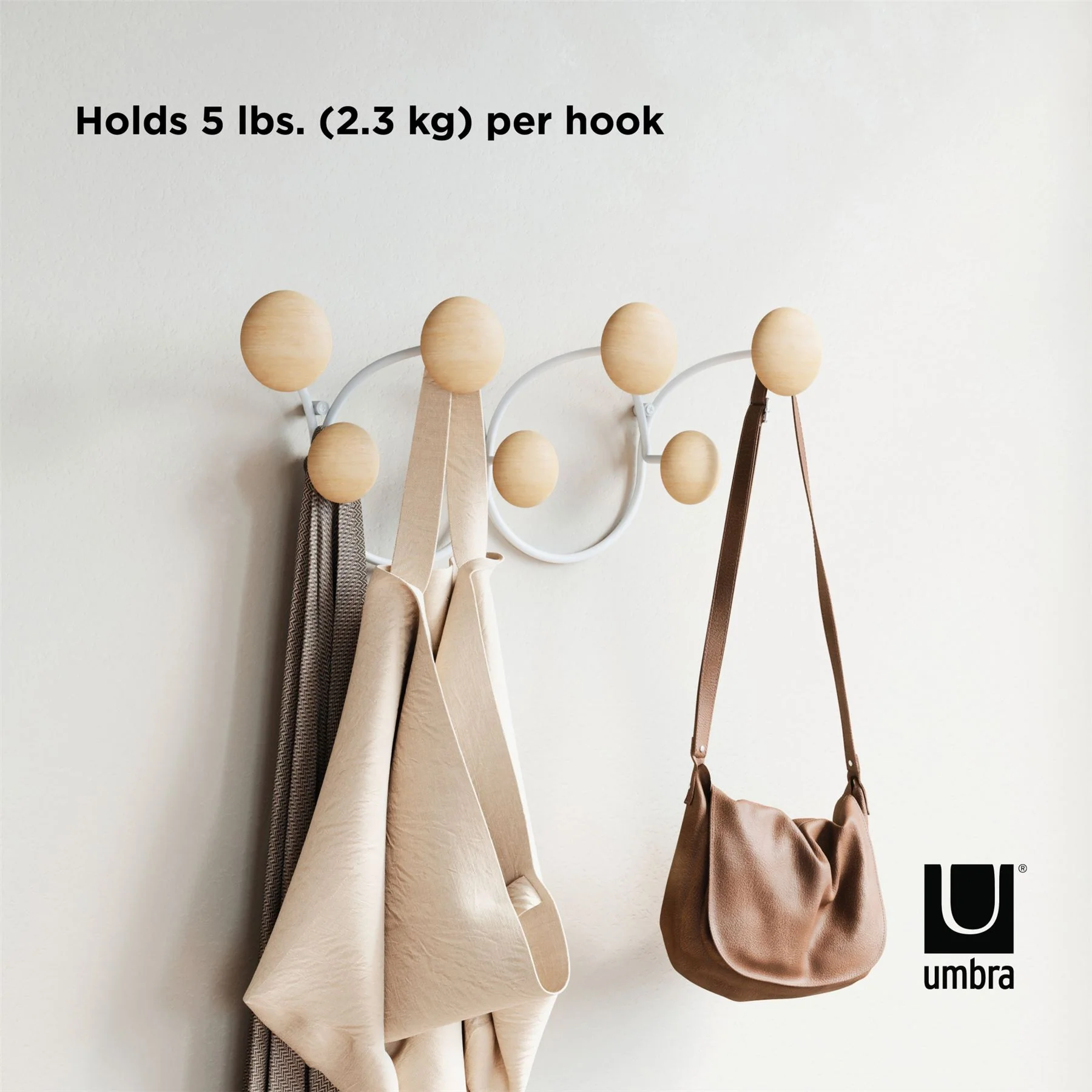 Umbra Dotsy 7 Hook Wall Mounted Coat and Hat Rack - Image 8