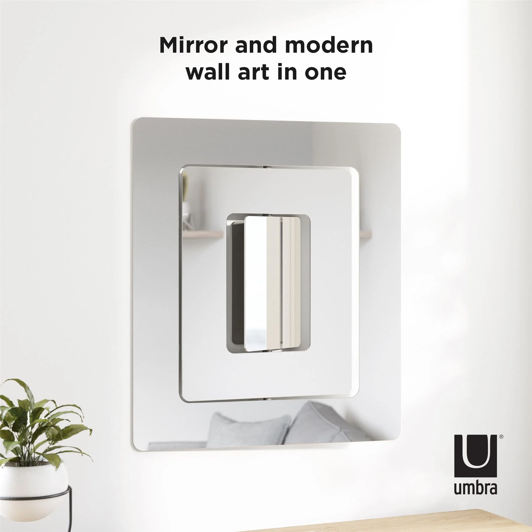 Umbra Echo Pivot Wall Mirror 64x54cm Clear - Image 3